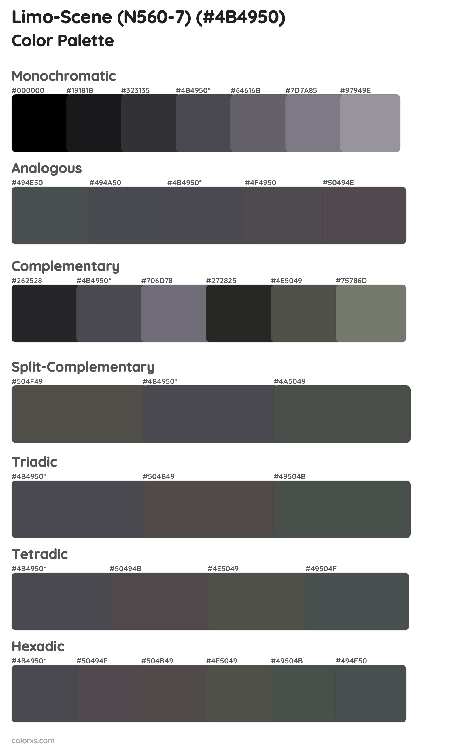 Limo-Scene (N560-7) Color Scheme Palettes