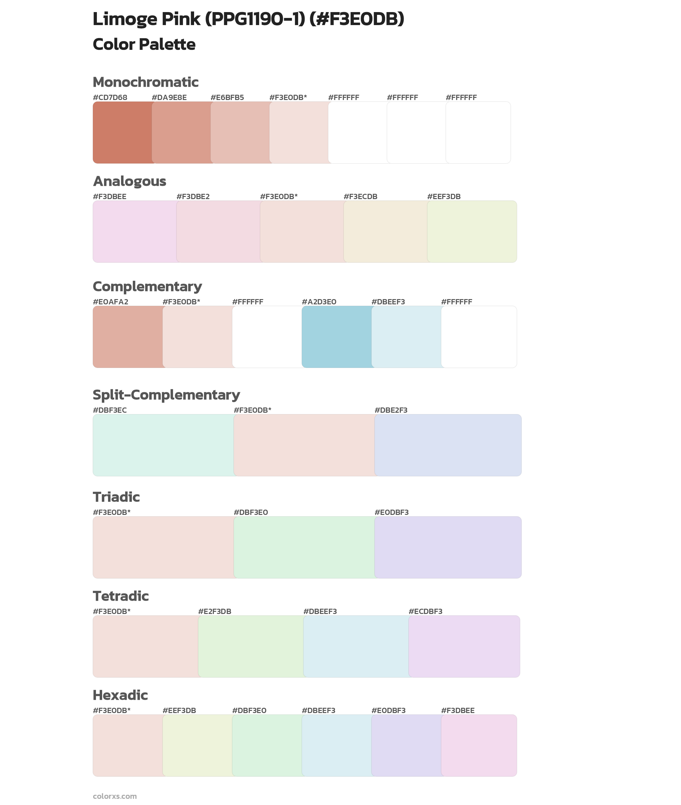 Limoge Pink (PPG1190-1) Color Scheme Palettes
