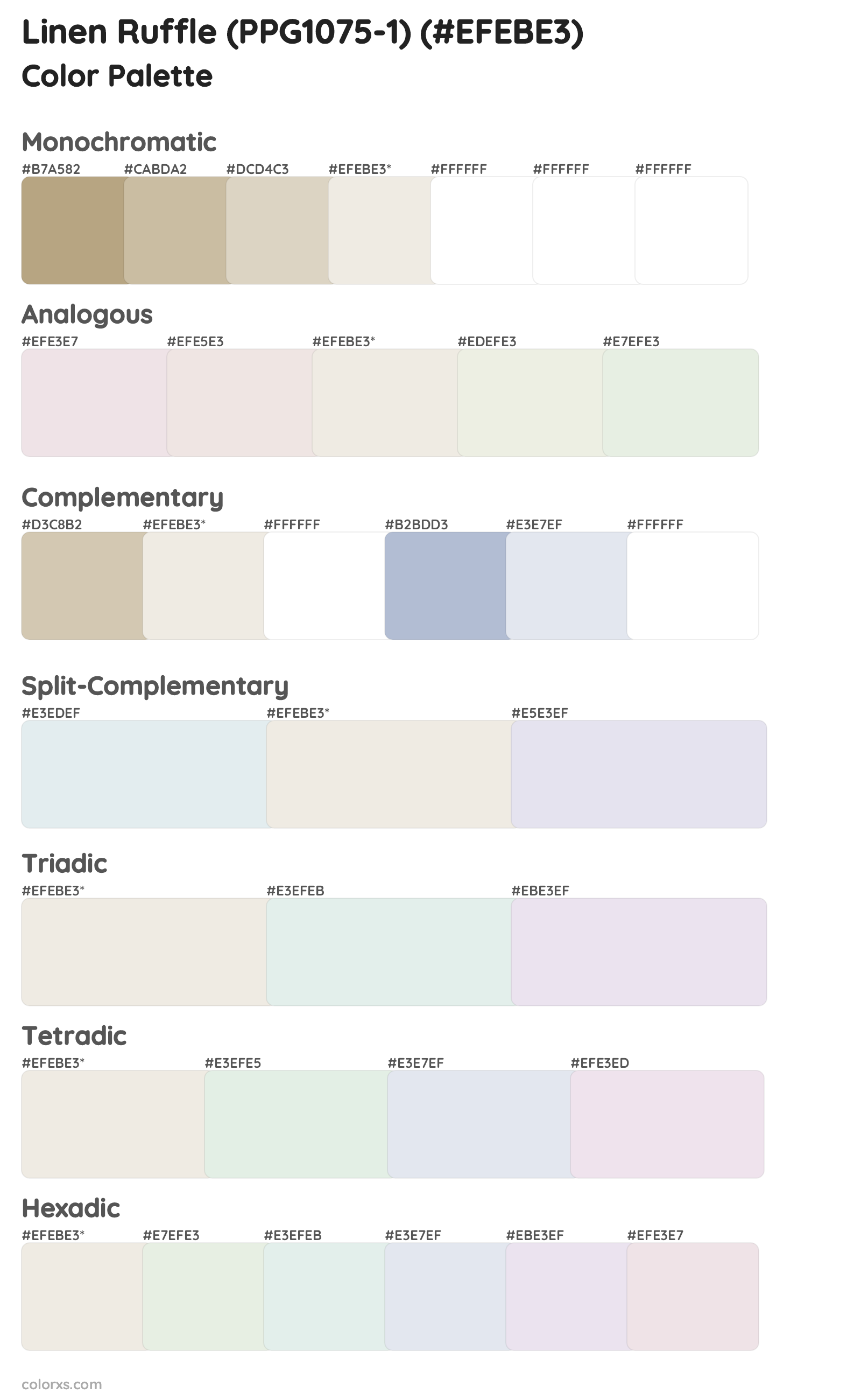Linen Ruffle (PPG1075-1) Color Scheme Palettes