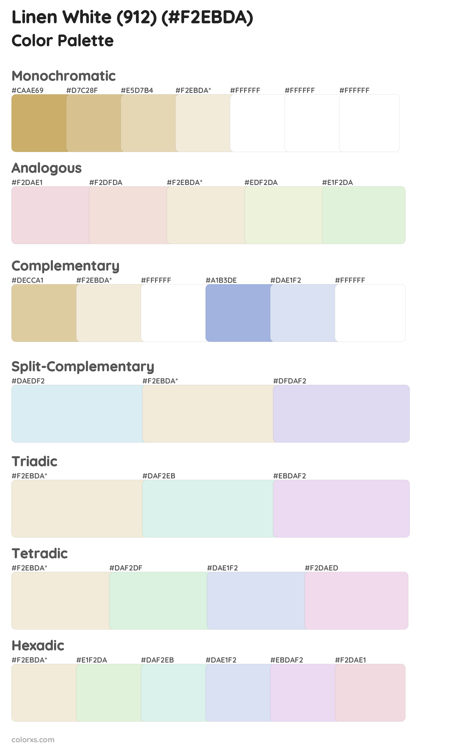 Linen White (912) Color Scheme Palettes