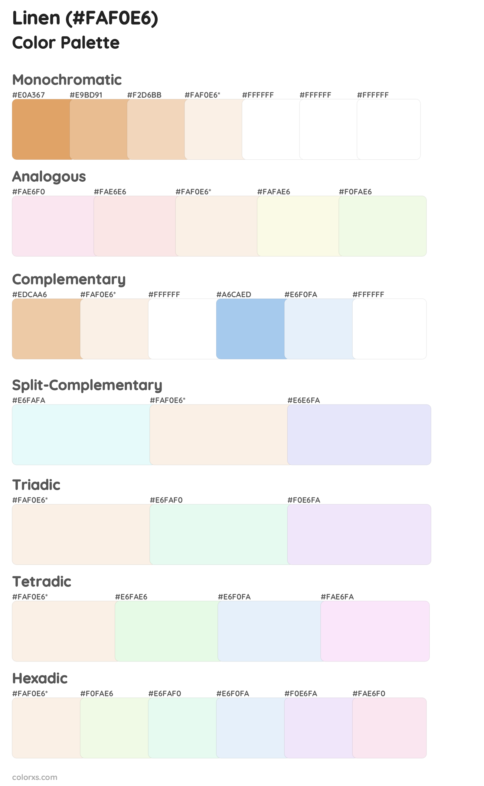 Linen Color Scheme Palettes