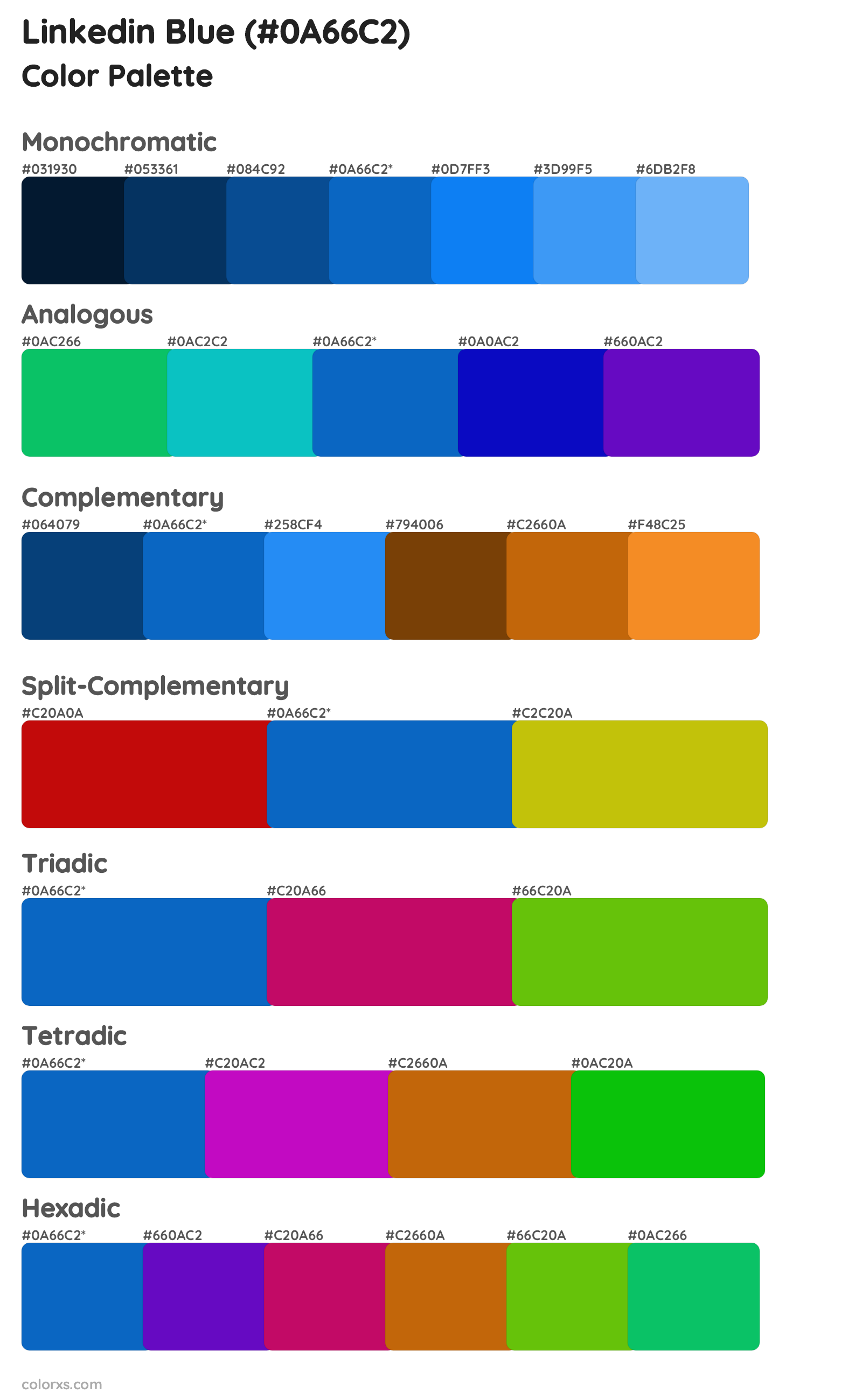 Linkedin Blue Color Scheme Palettes