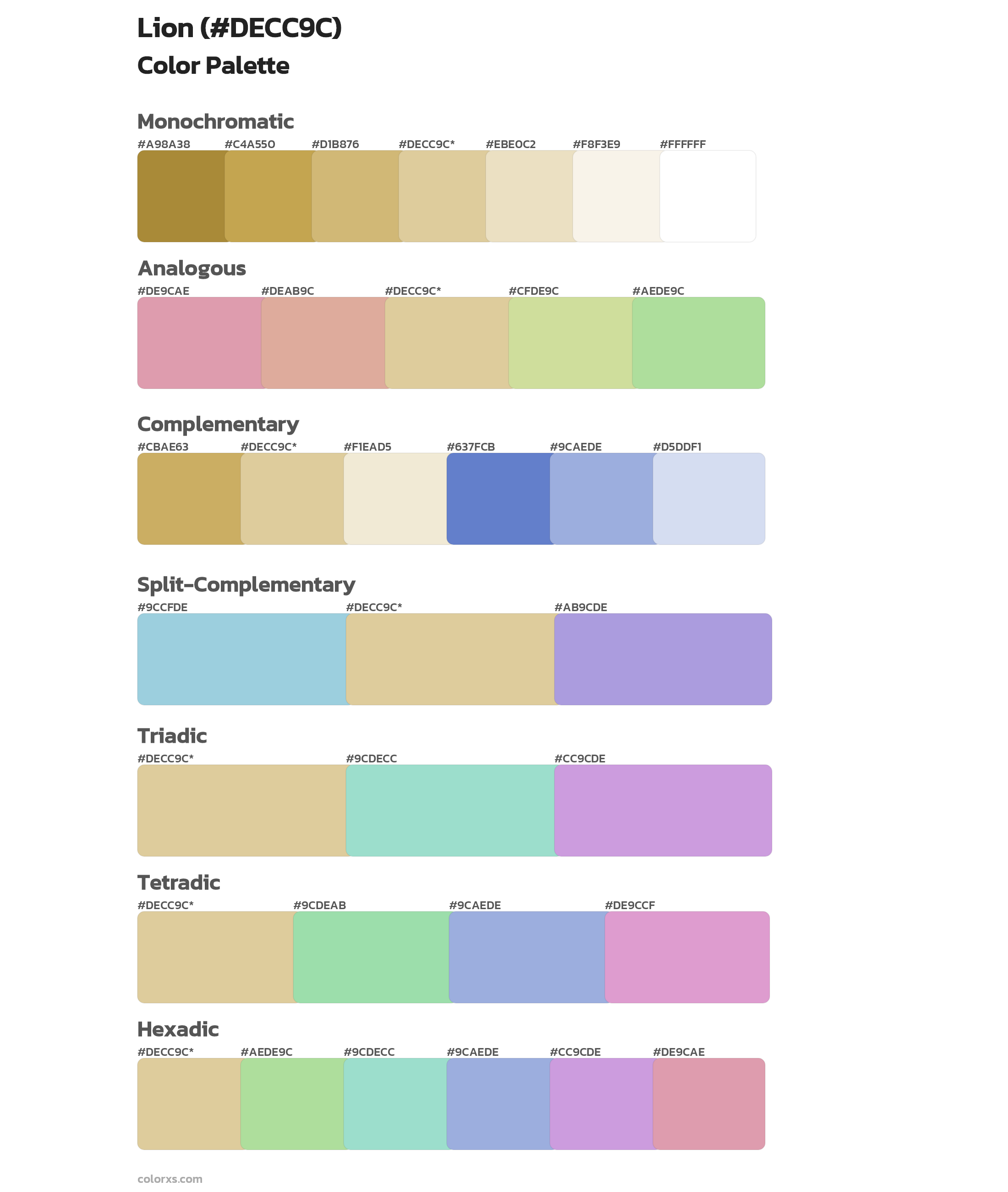Lion Color Scheme Palettes