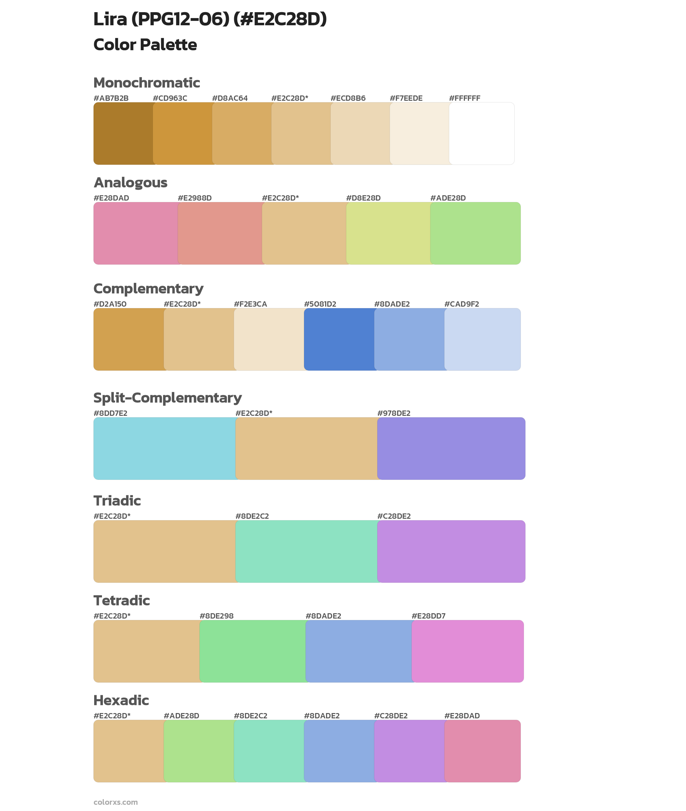 Lira (PPG12-06) Color Scheme Palettes