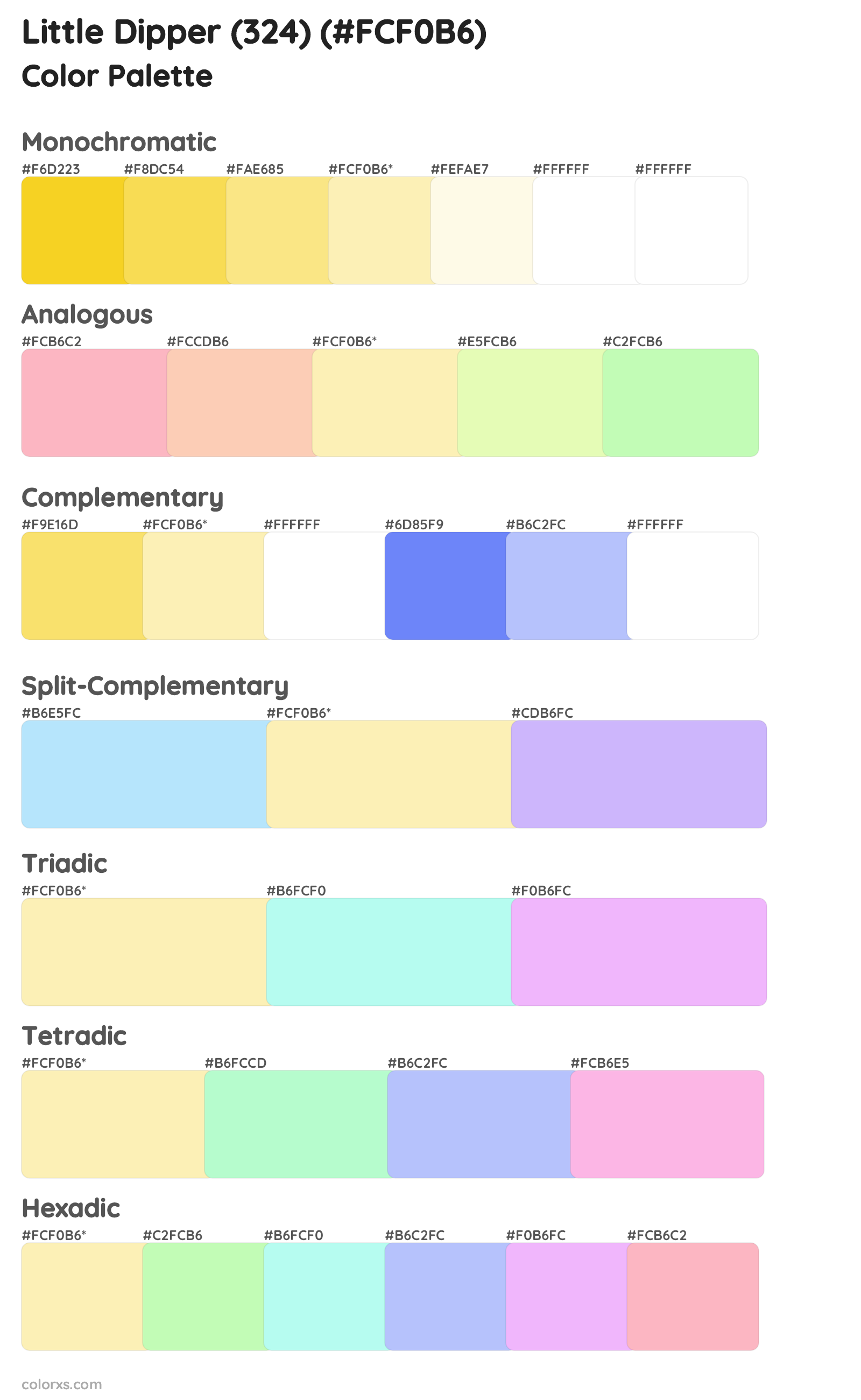 Little Dipper (324) Color Scheme Palettes
