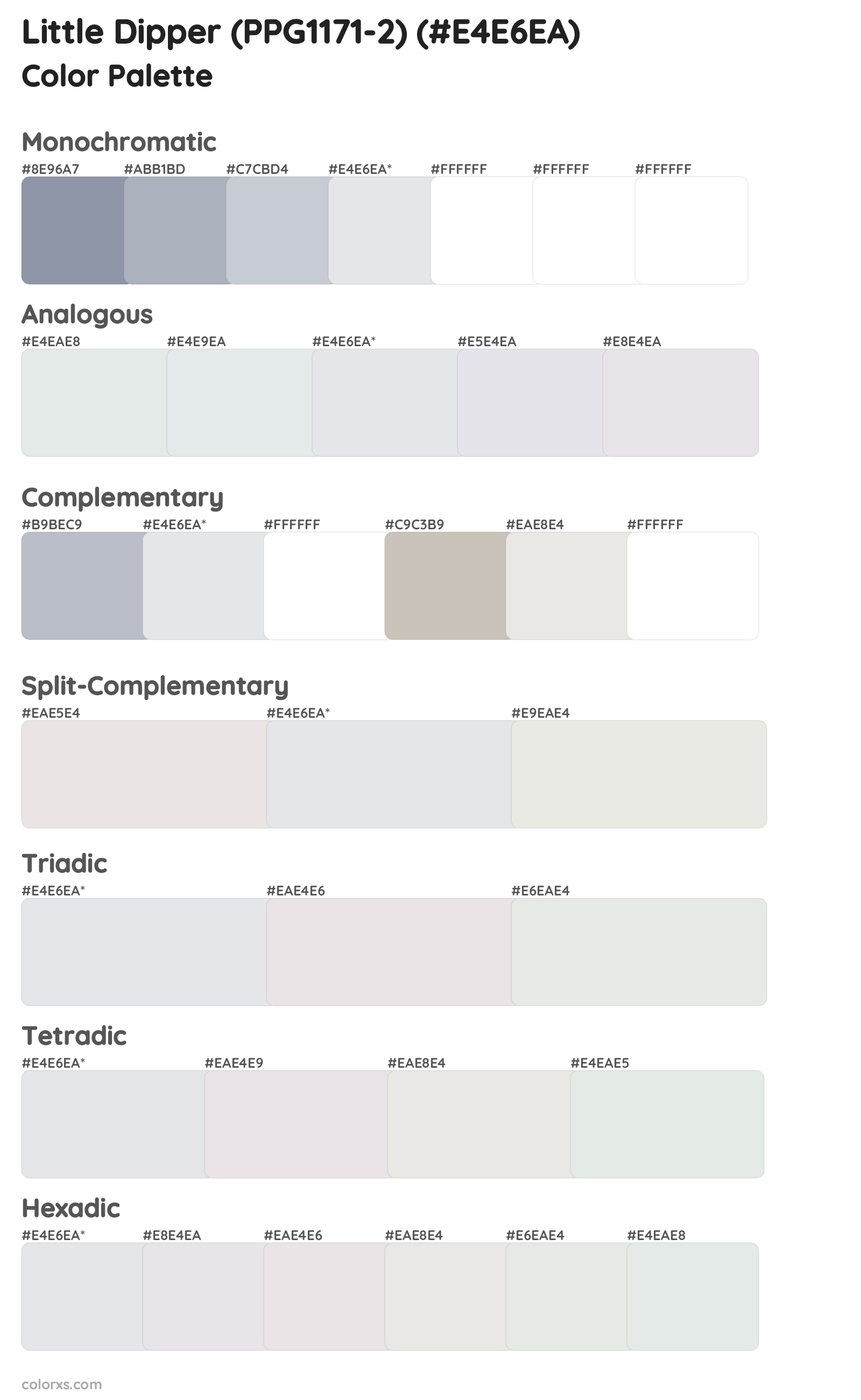 Little Dipper (PPG1171-2) Color Scheme Palettes