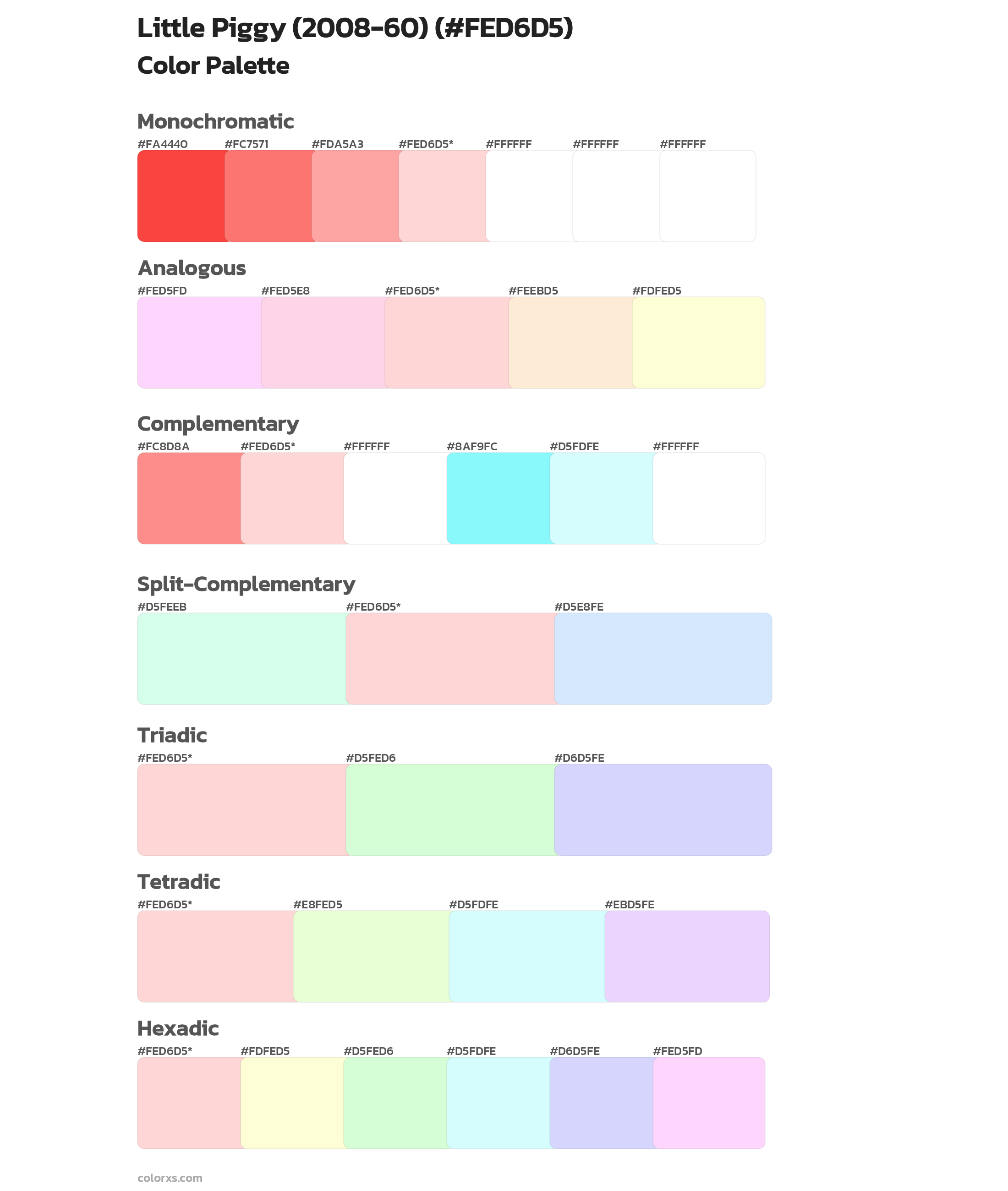 Little Piggy (2008-60) Color Scheme Palettes