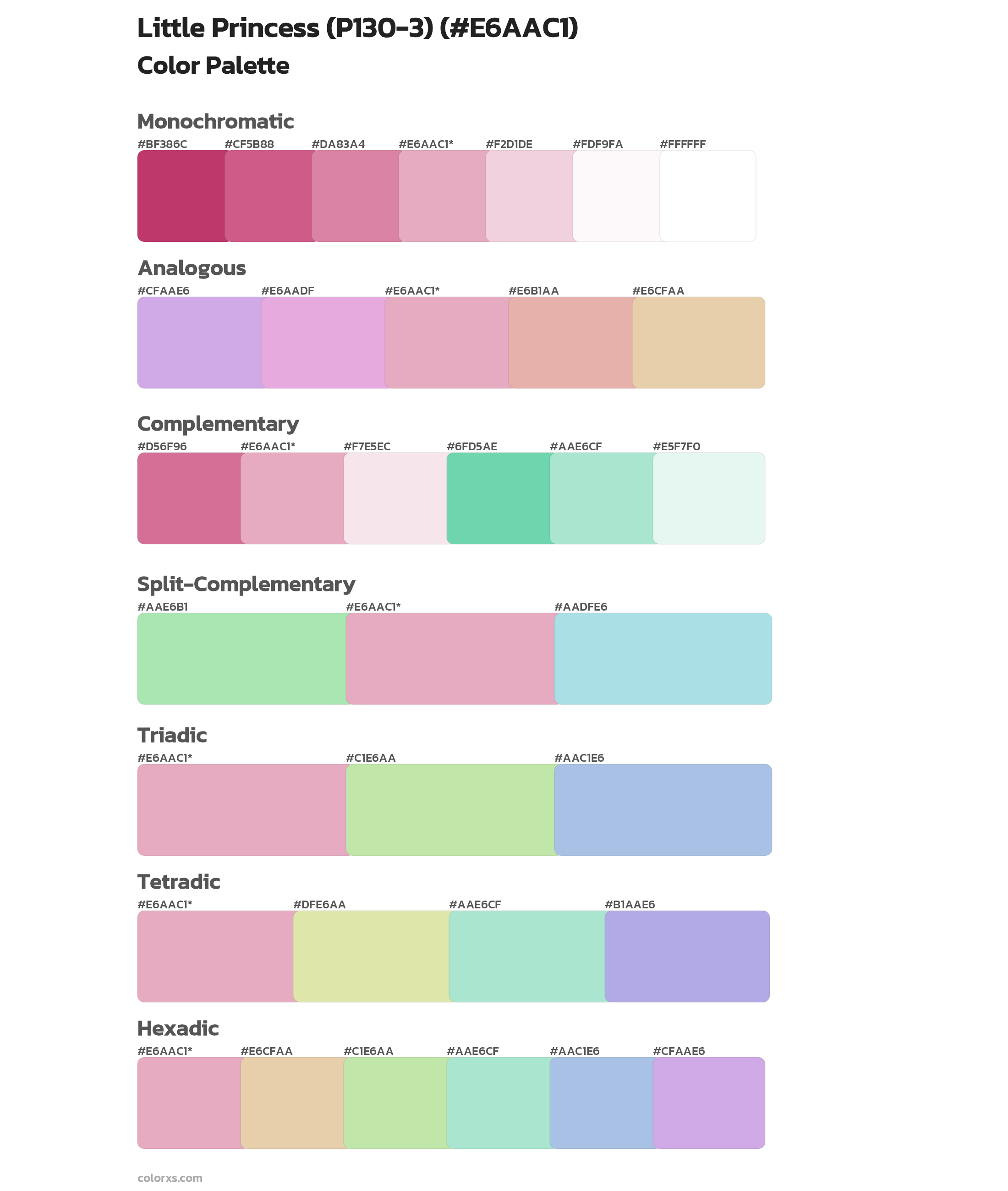 Little Princess (P130-3) Color Scheme Palettes