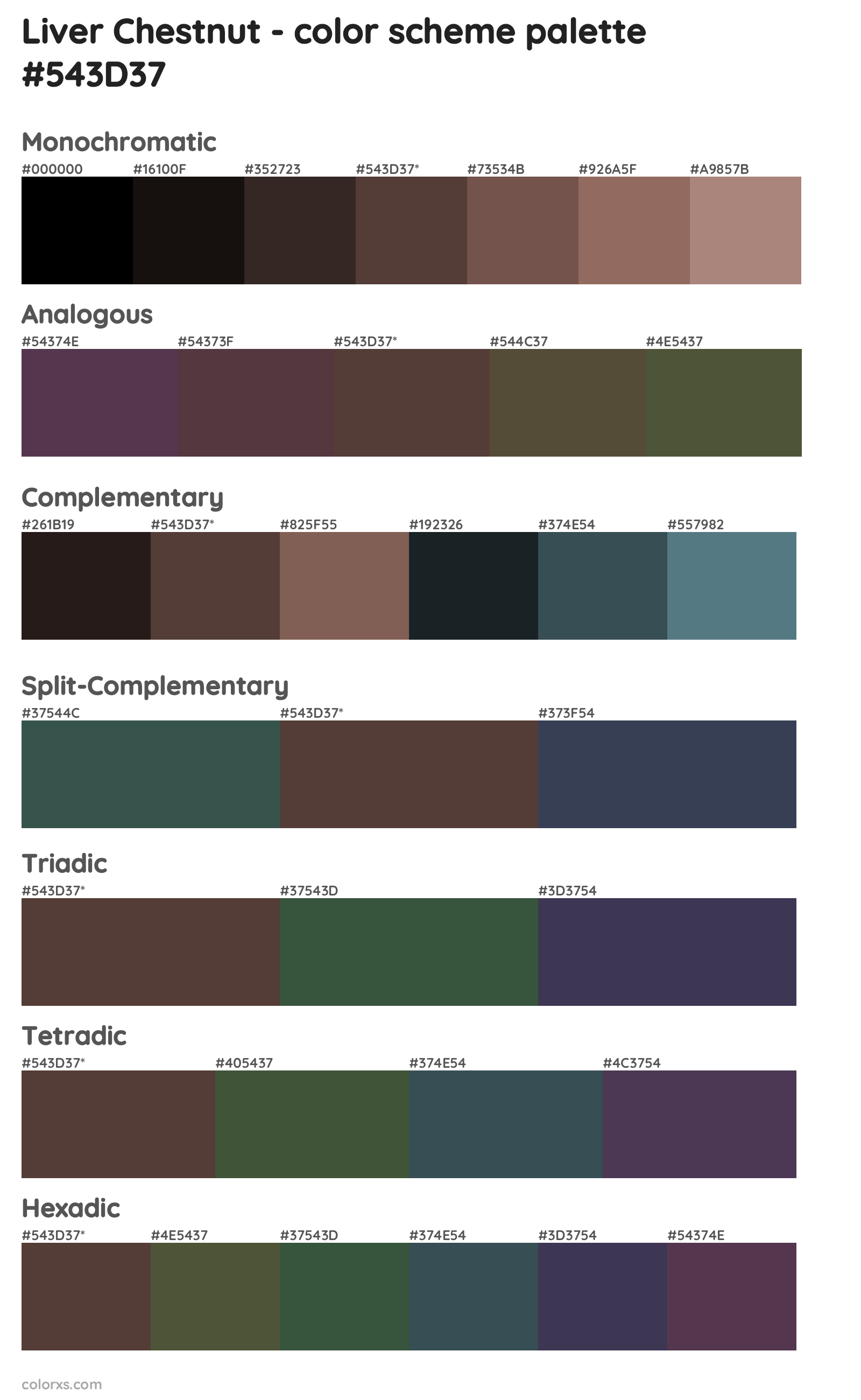 Liver Chestnut Color Scheme Palettes
