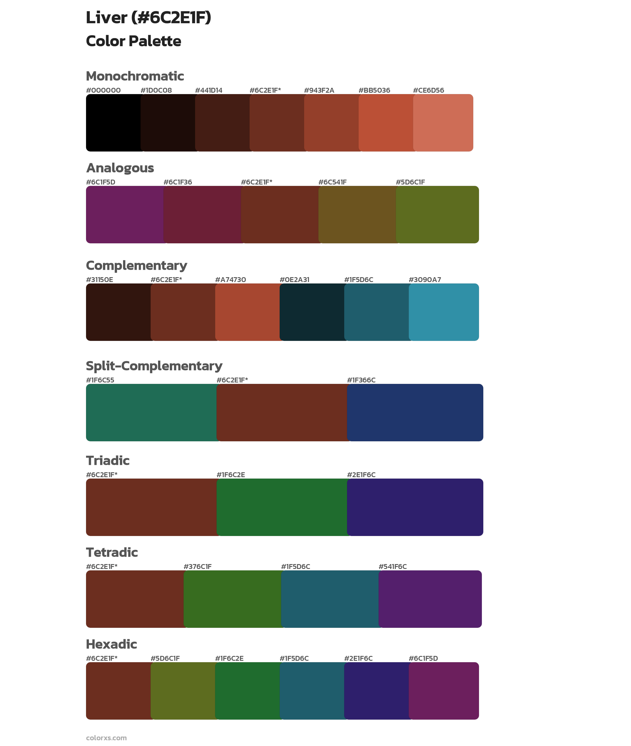 Liver Color Scheme Palettes
