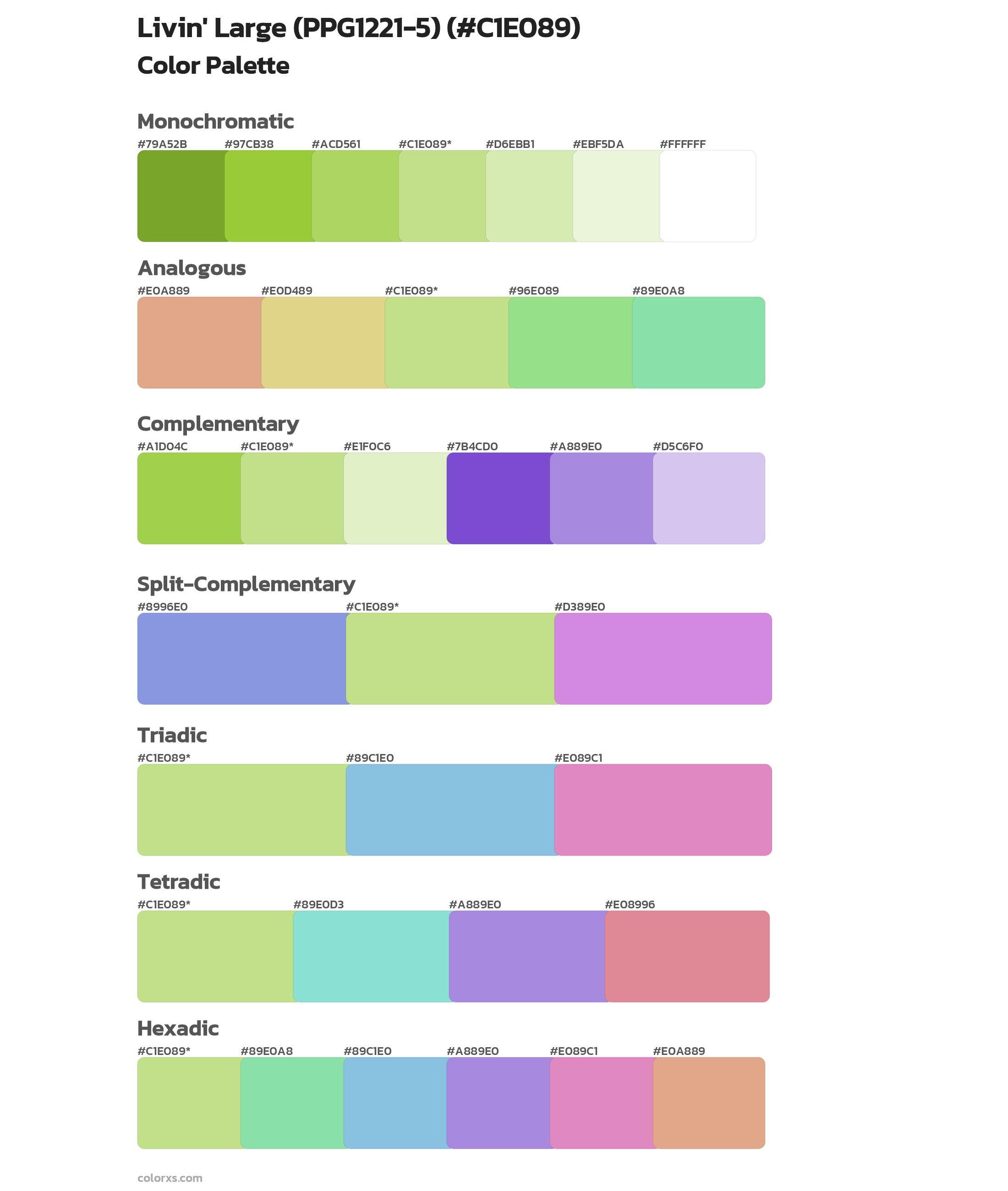 Livin' Large (PPG1221-5) Color Scheme Palettes