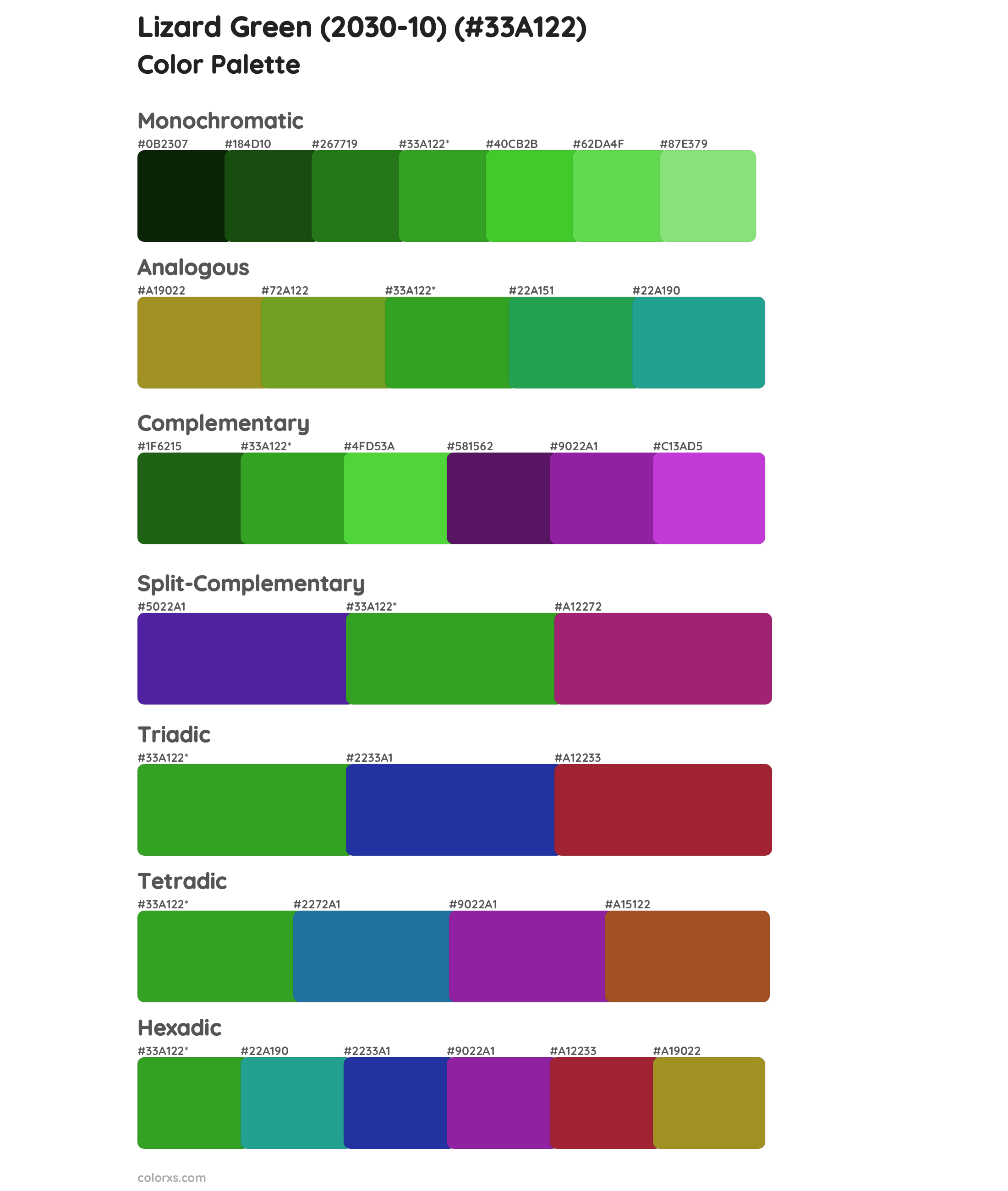 Lizard Green (2030-10) Color Scheme Palettes