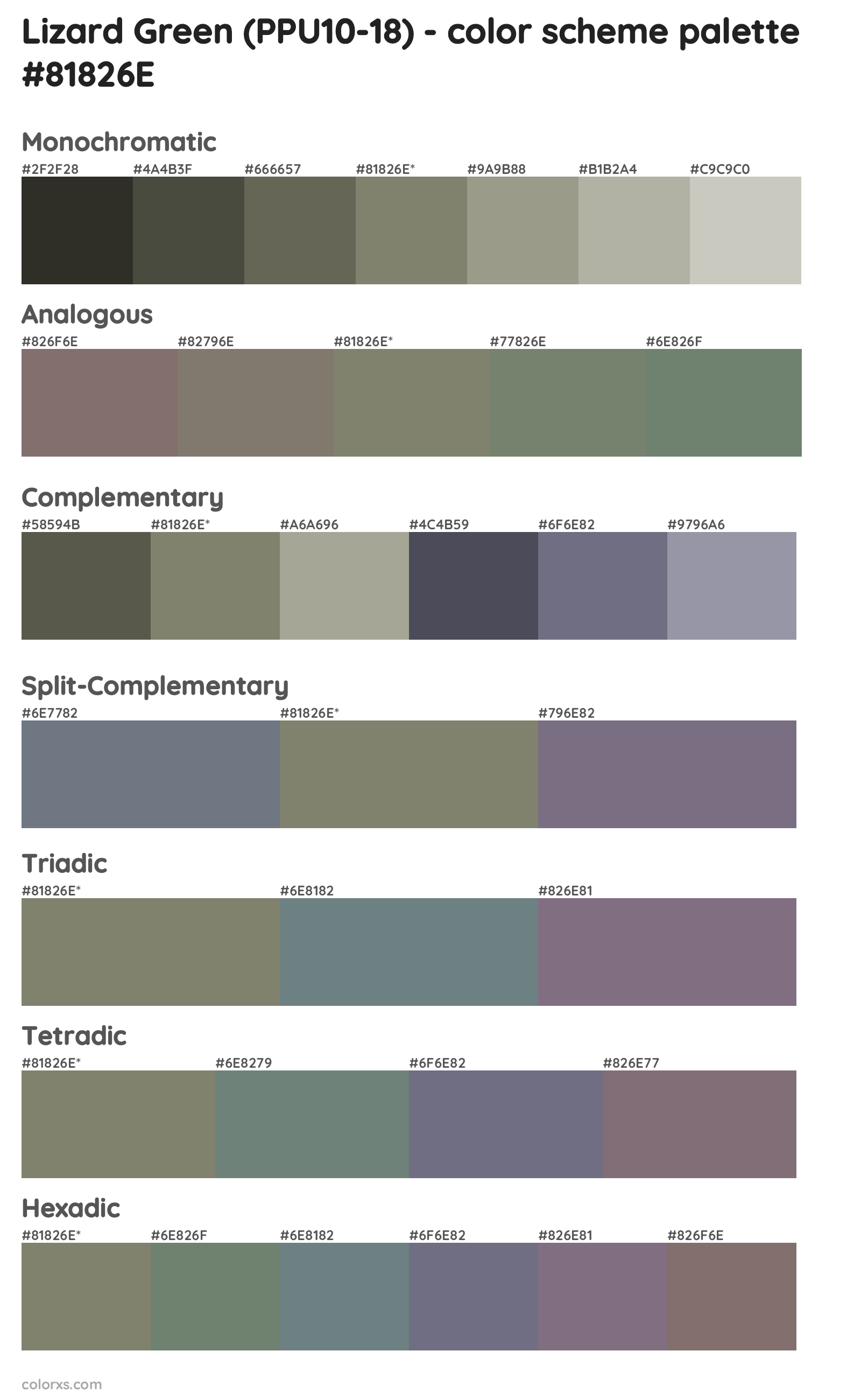 Lizard Green (PPU10-18) Color Scheme Palettes