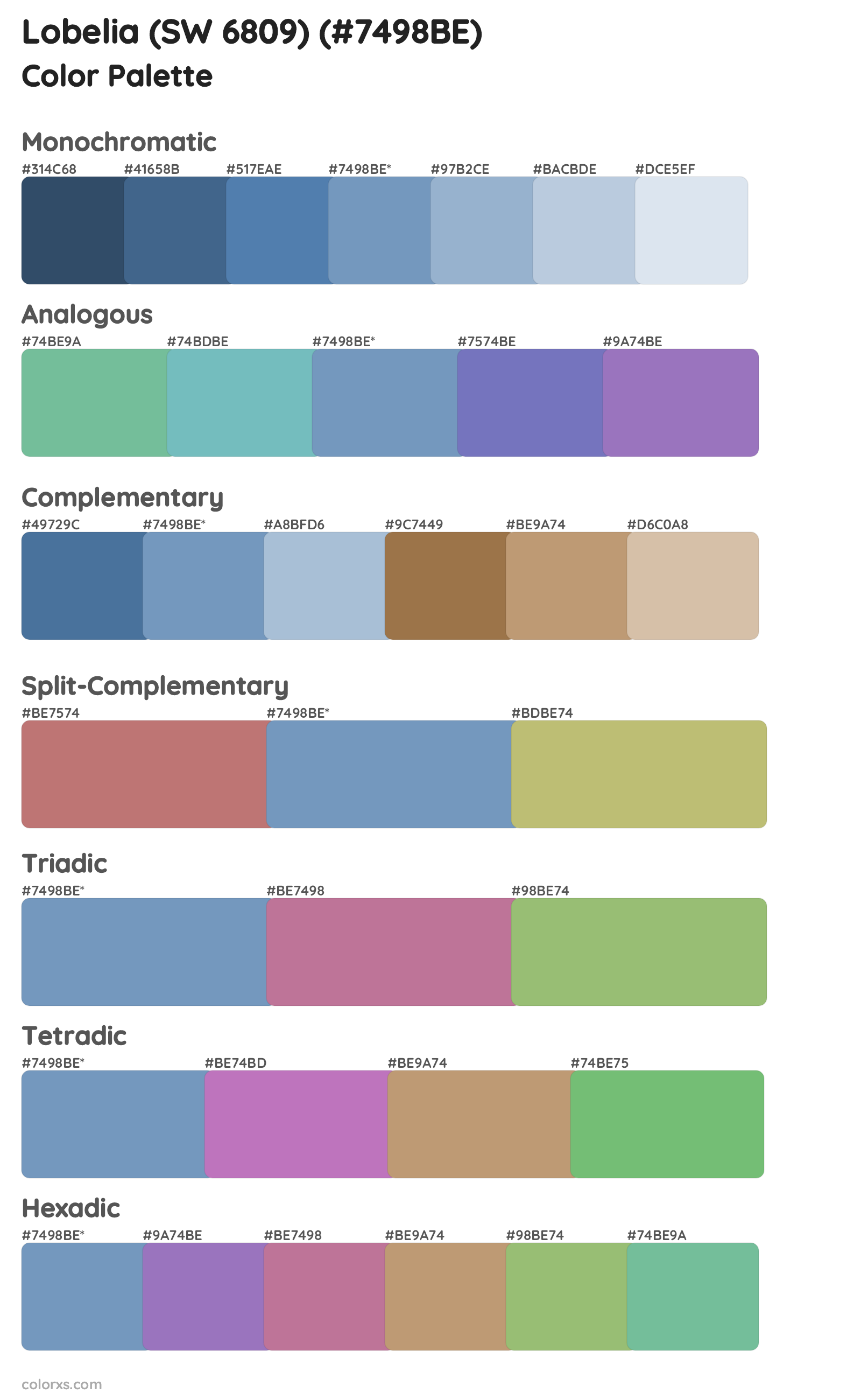 Lobelia (SW 6809) Color Scheme Palettes