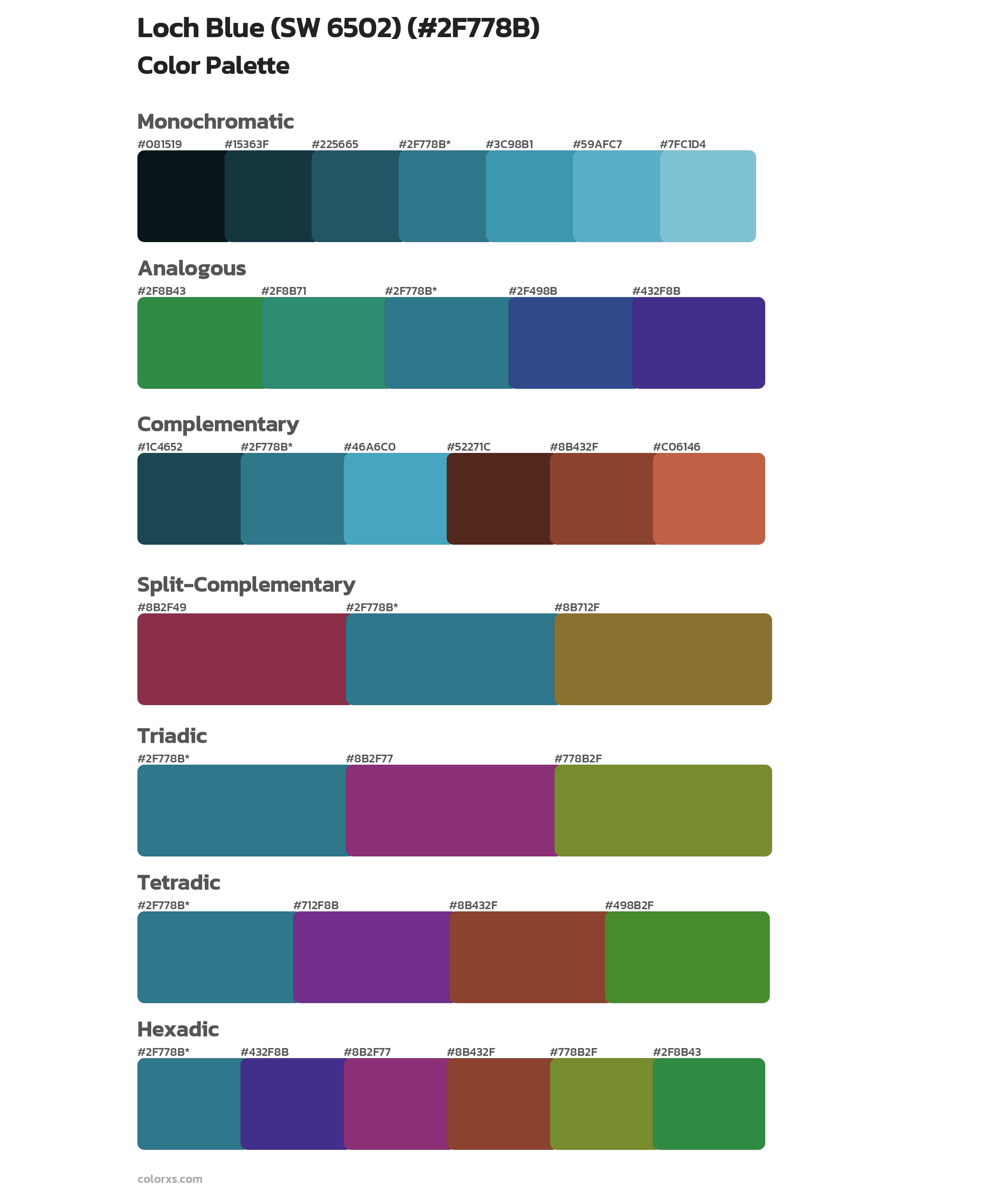 Loch Blue (SW 6502) Color Scheme Palettes