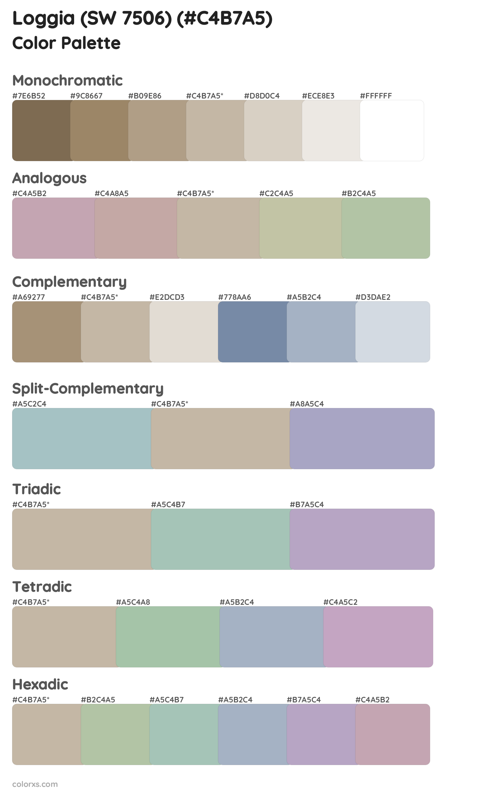 Loggia (SW 7506) Color Scheme Palettes
