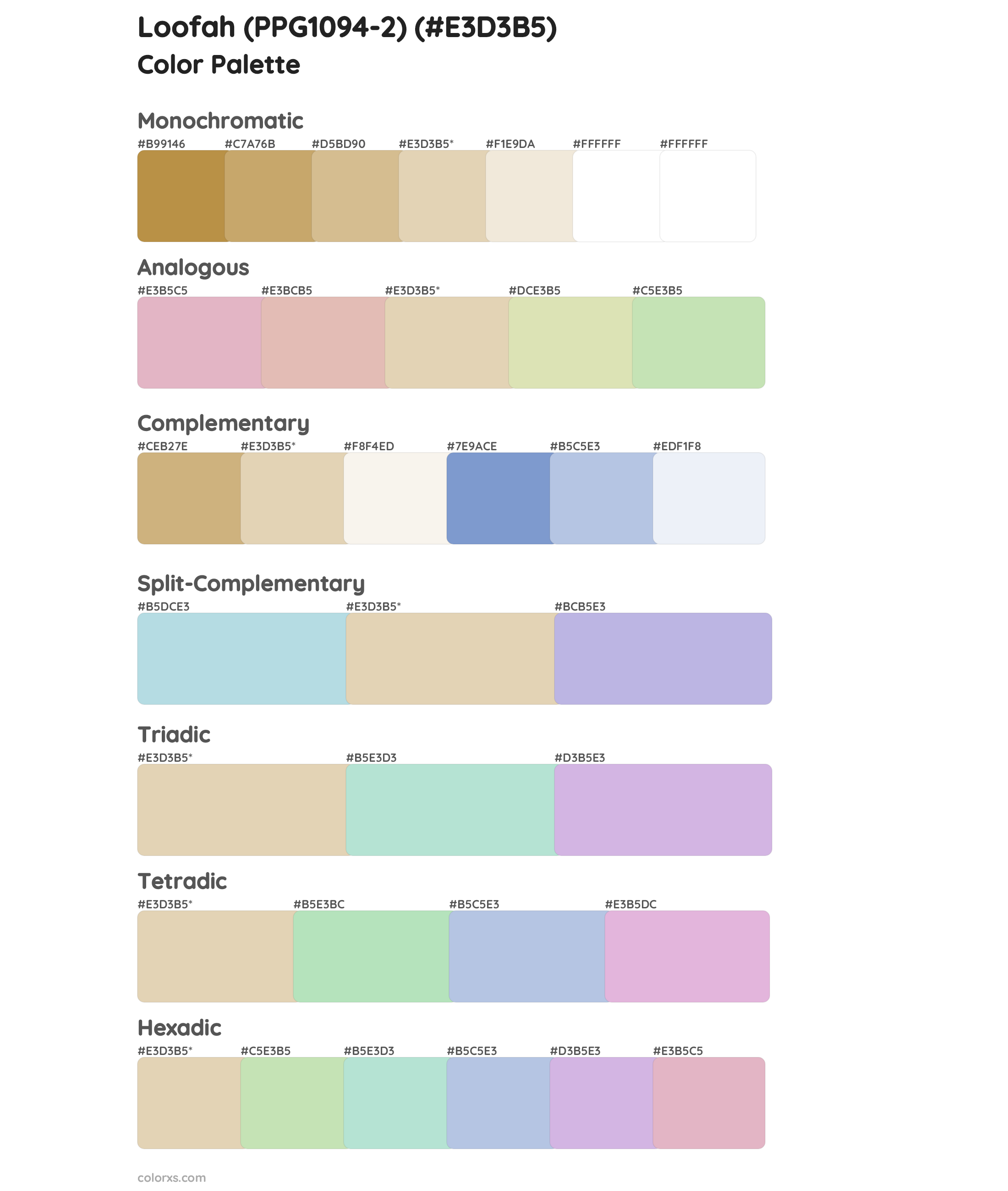 Loofah (PPG1094-2) Color Scheme Palettes