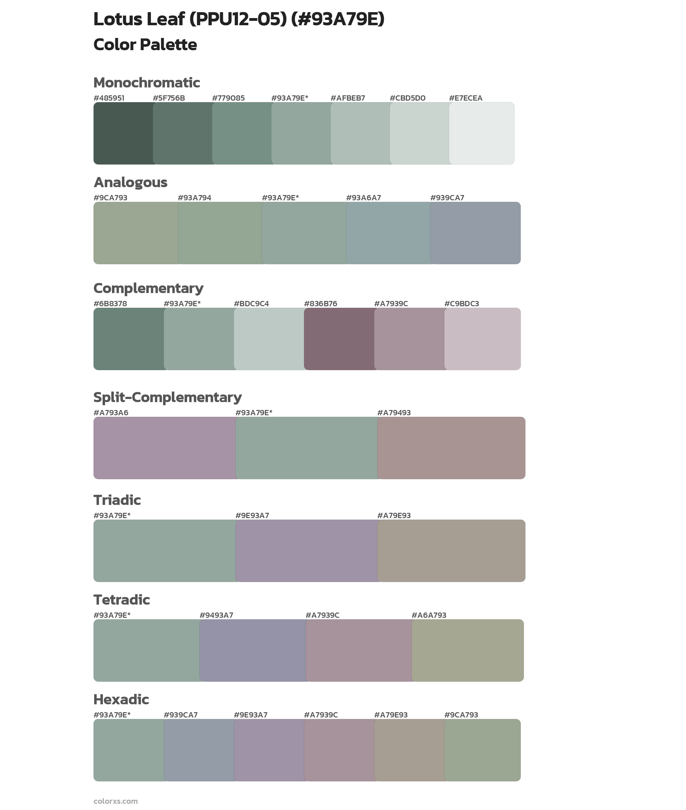 Lotus Leaf (PPU12-05) Color Scheme Palettes