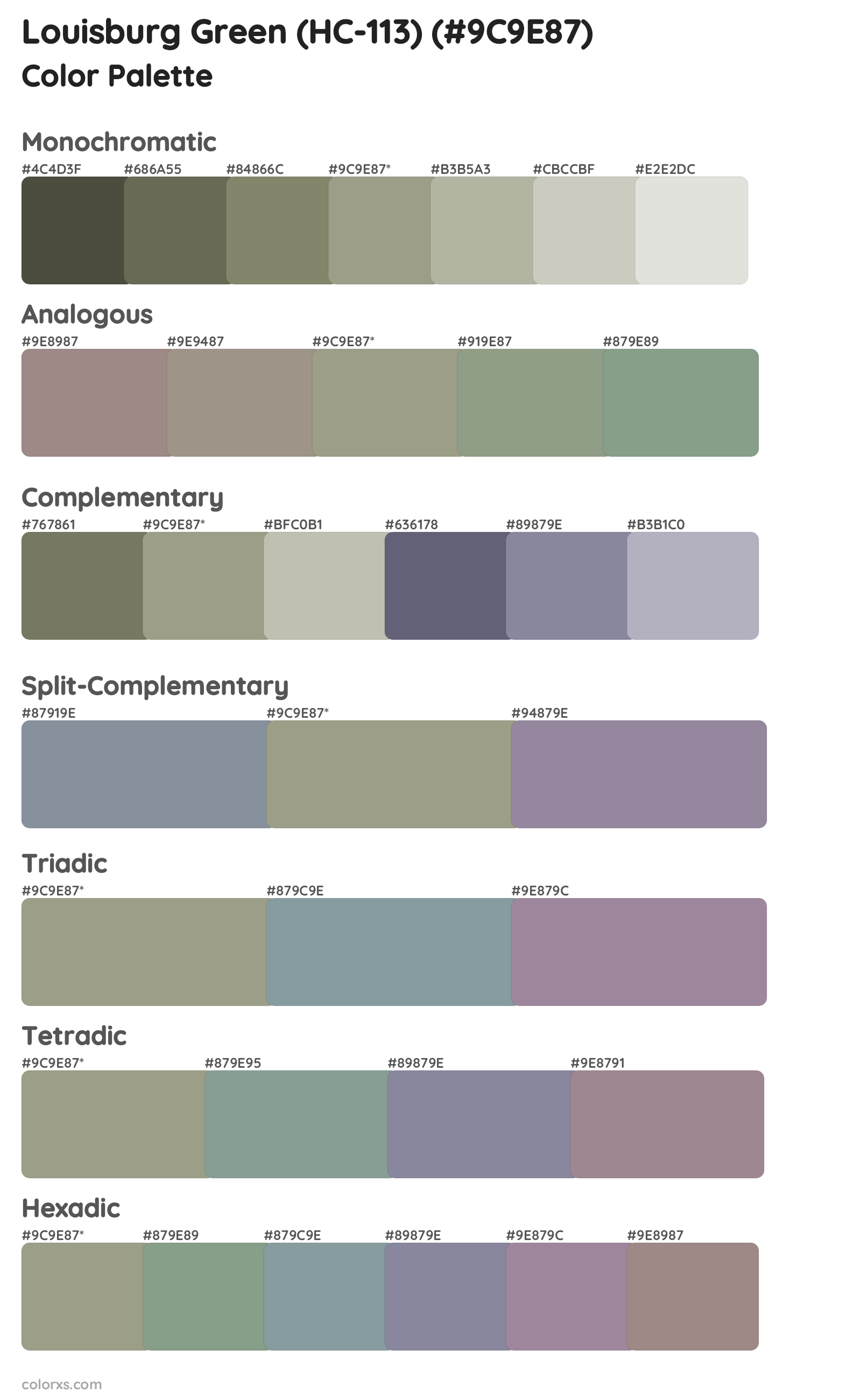 Louisburg Green (HC-113) Color Scheme Palettes