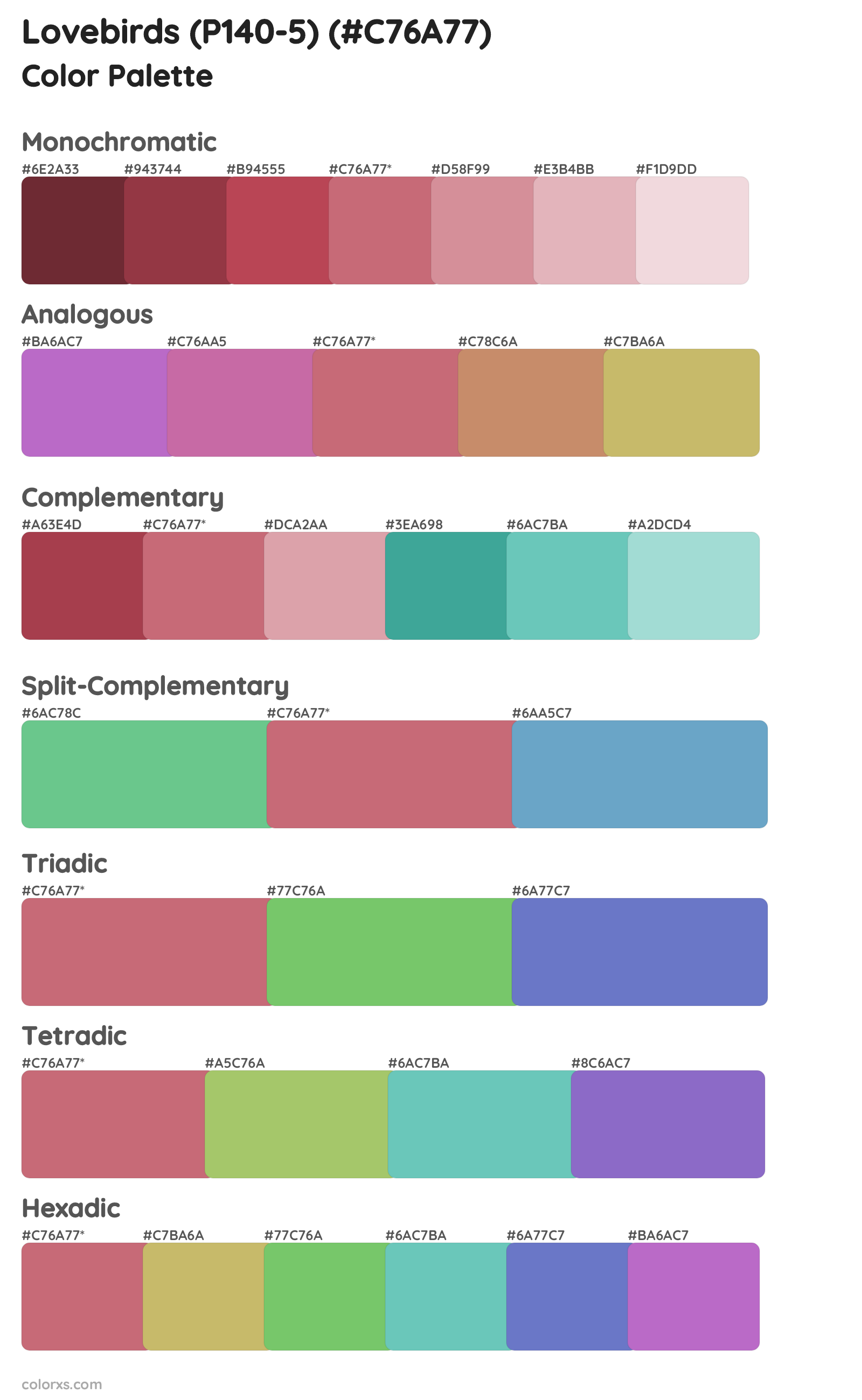 Lovebirds (P140-5) Color Scheme Palettes
