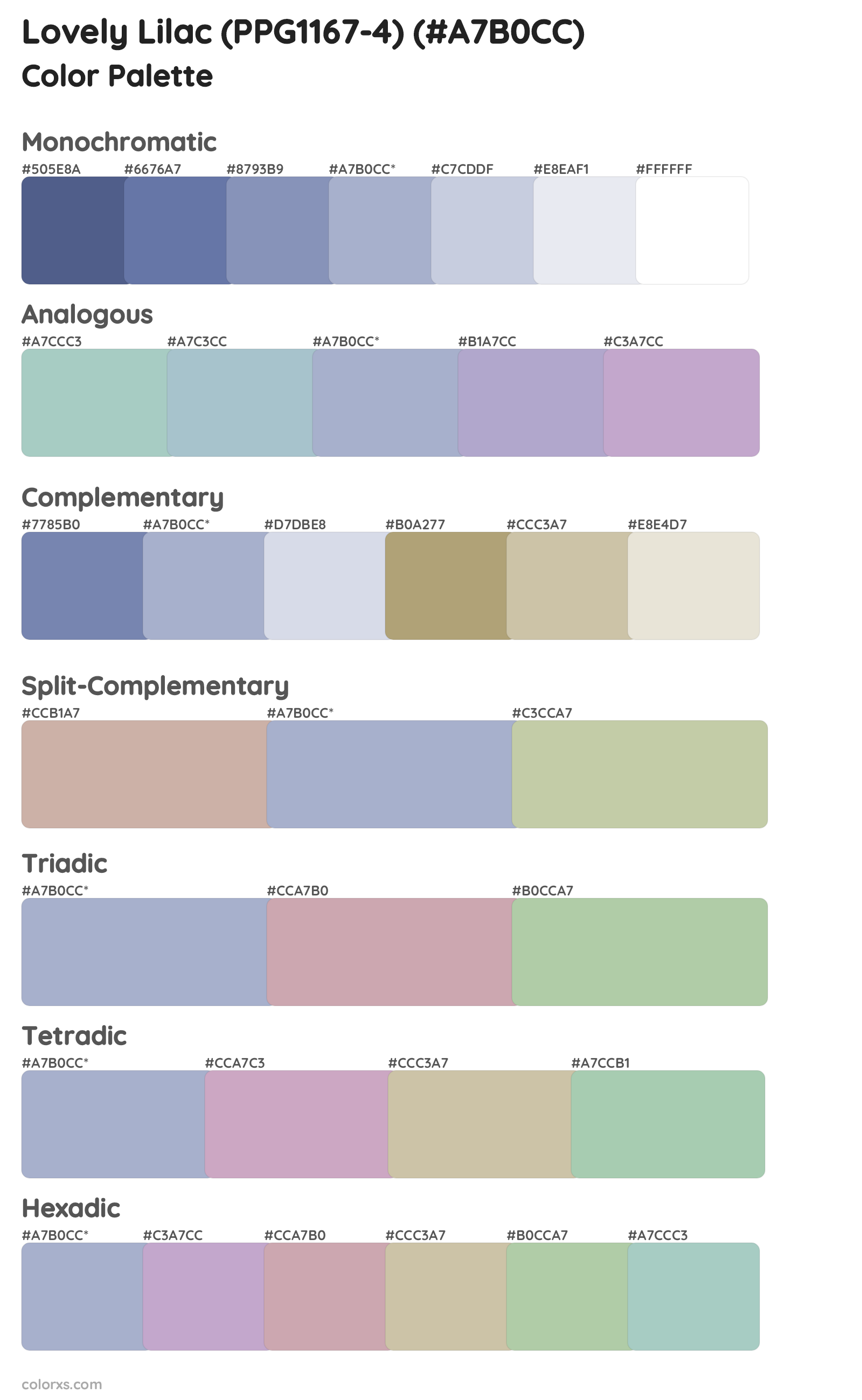 Lovely Lilac (PPG1167-4) Color Scheme Palettes