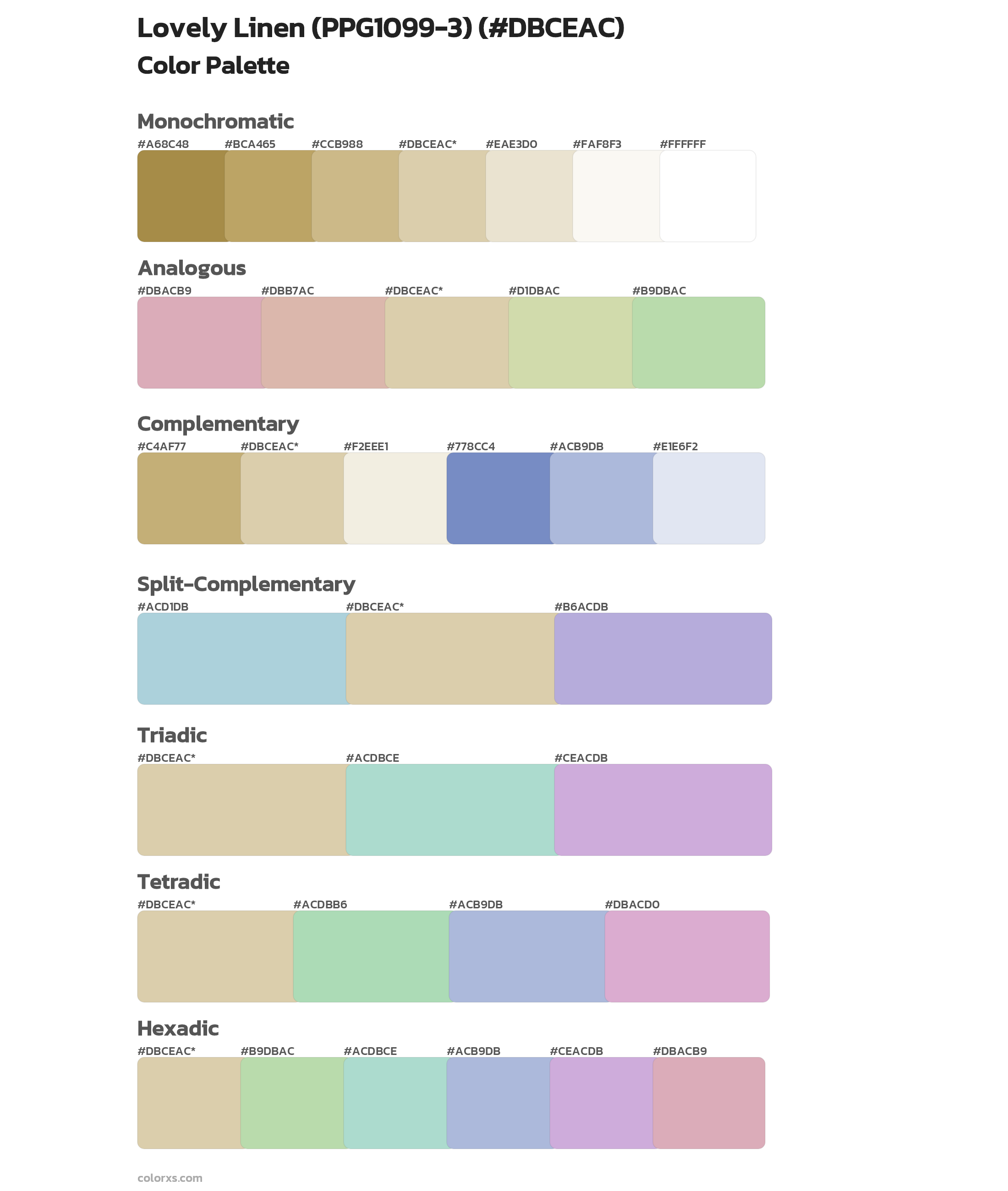 Lovely Linen (PPG1099-3) Color Scheme Palettes