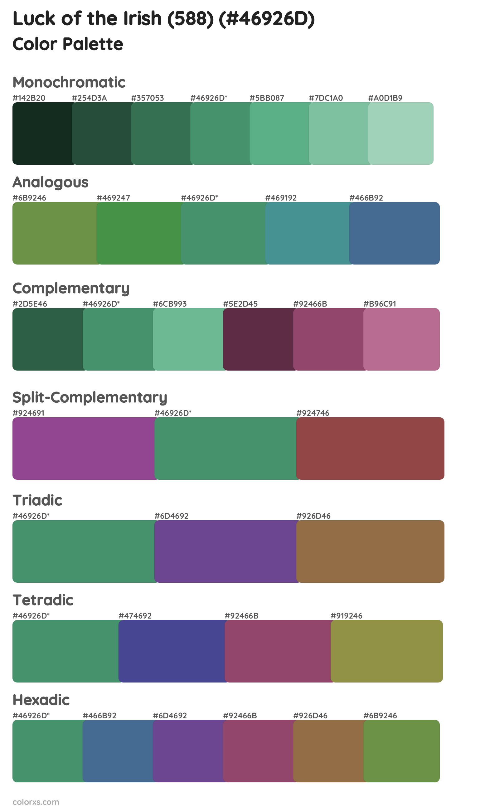 Luck of the Irish (588) Color Scheme Palettes