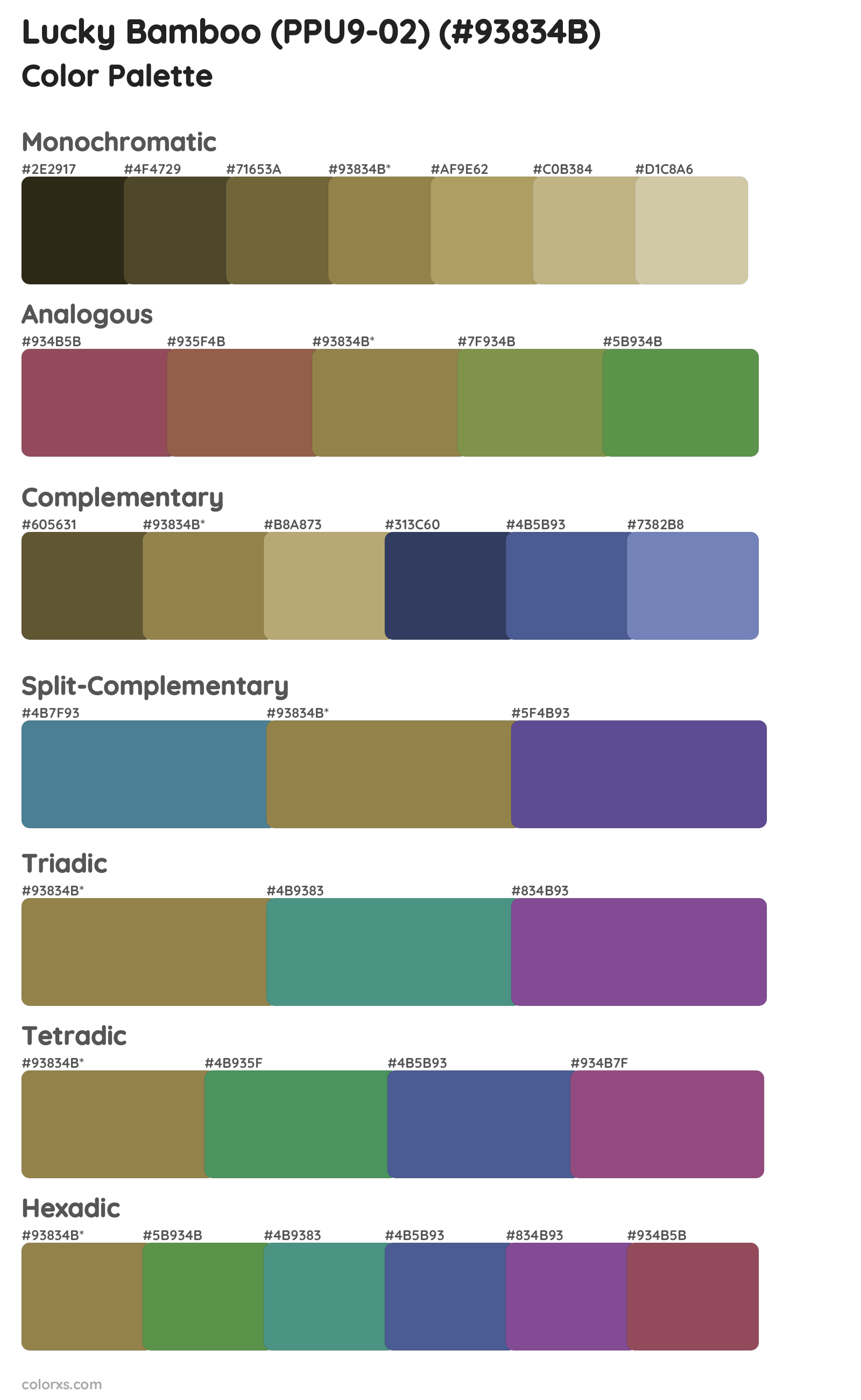 Lucky Bamboo (PPU9-02) Color Scheme Palettes