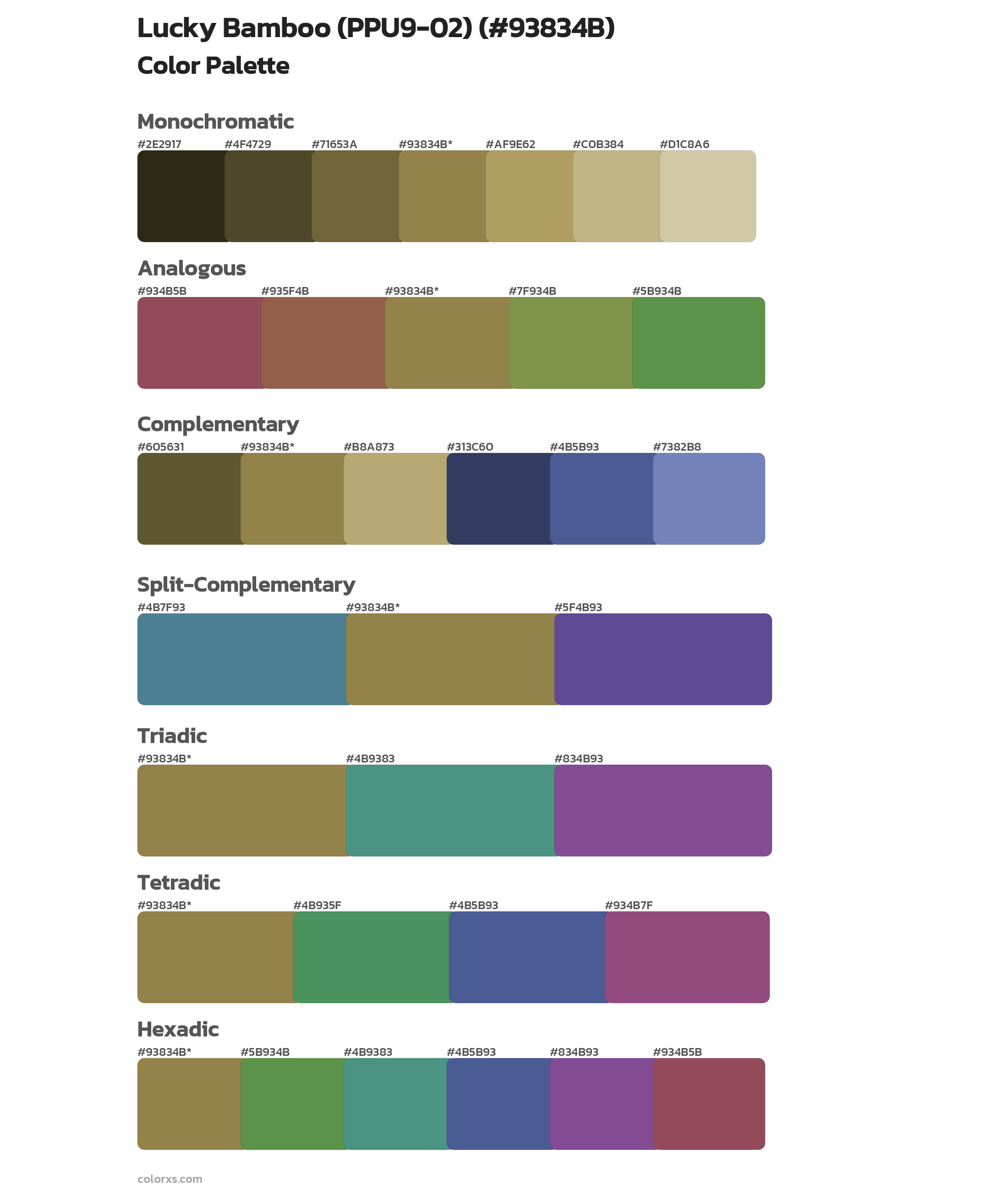 Lucky Bamboo (PPU9-02) Color Scheme Palettes