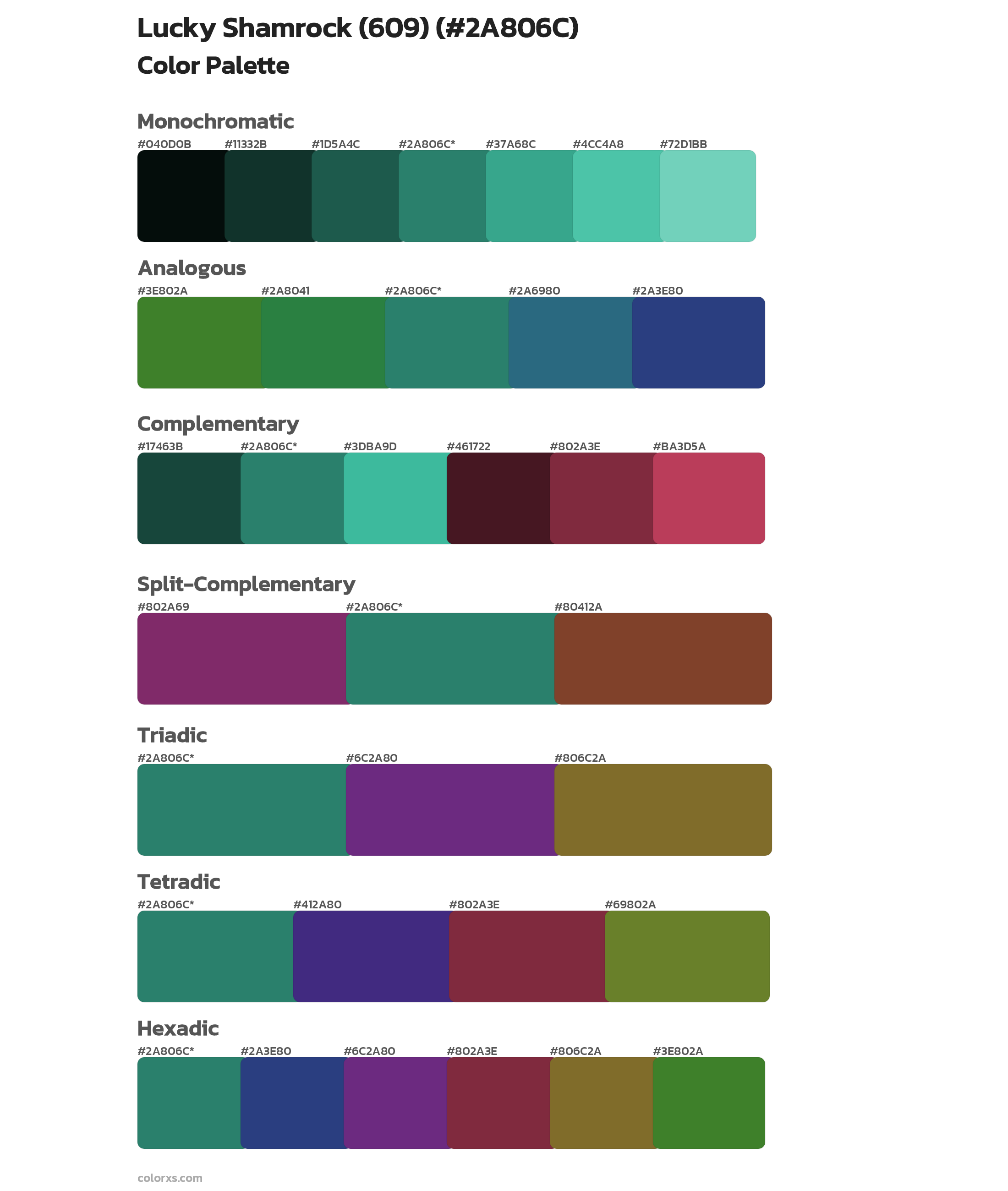 Lucky Shamrock (609) Color Scheme Palettes