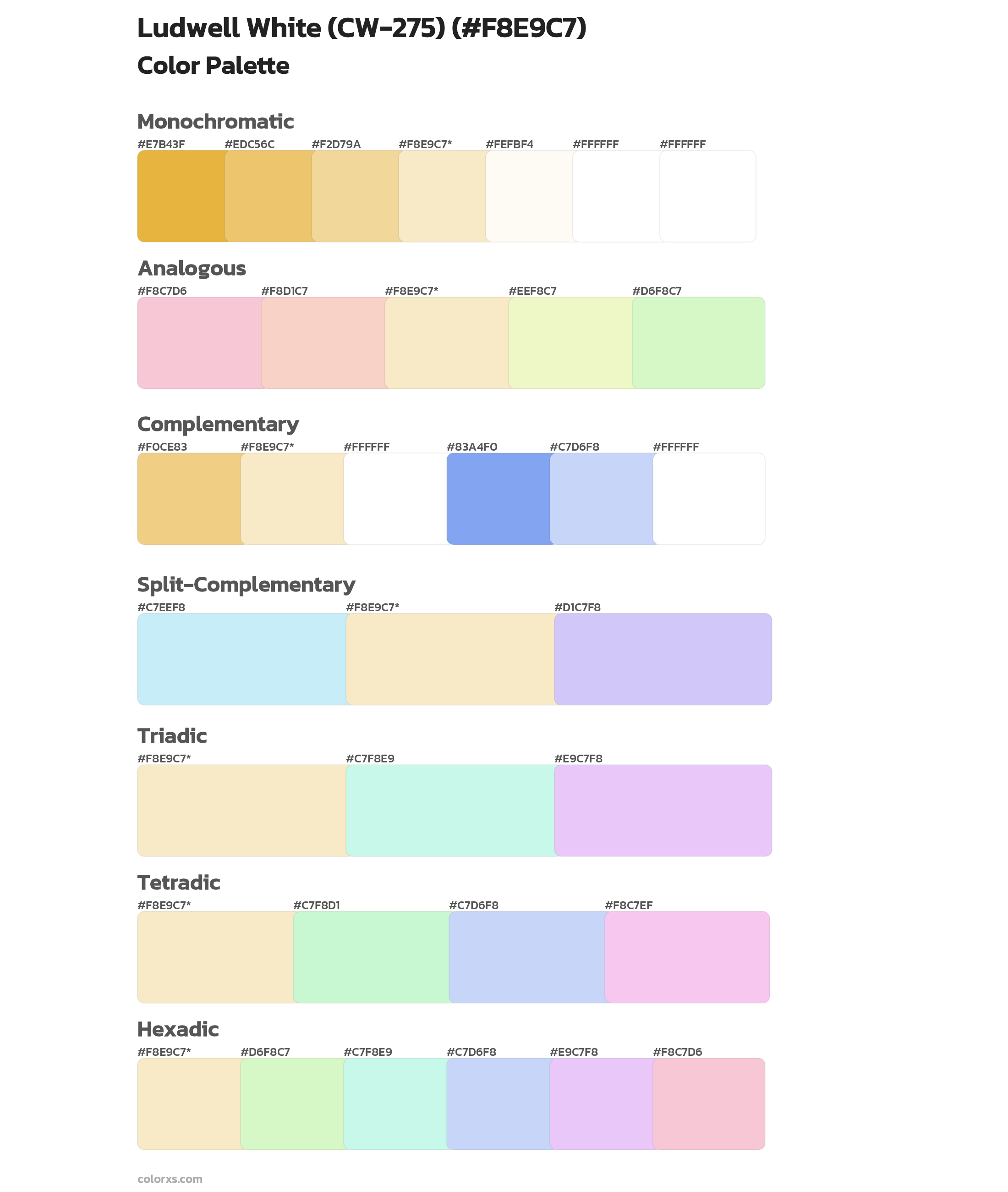 Ludwell White (CW-275) Color Scheme Palettes