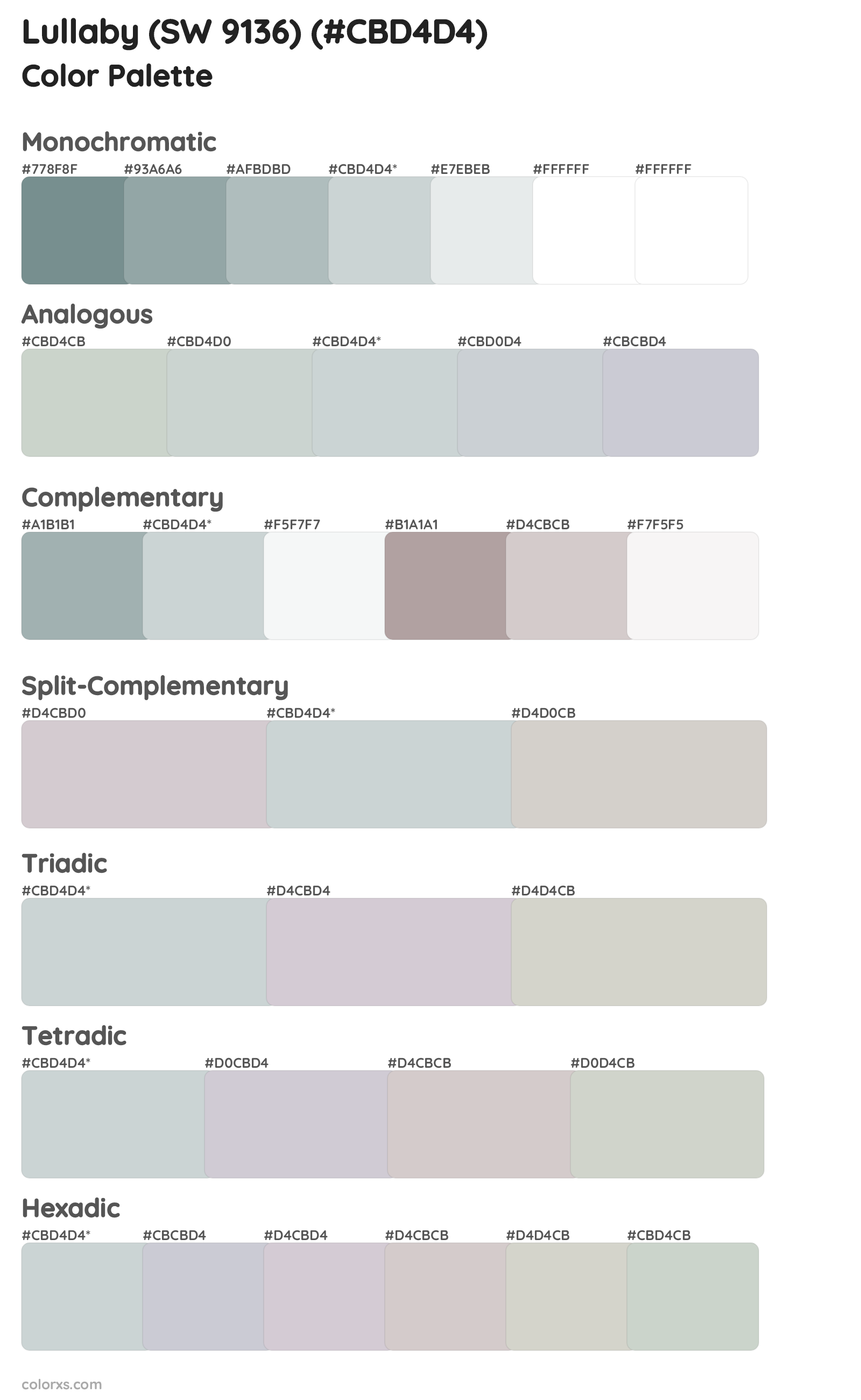 Lullaby (SW 9136) Color Scheme Palettes