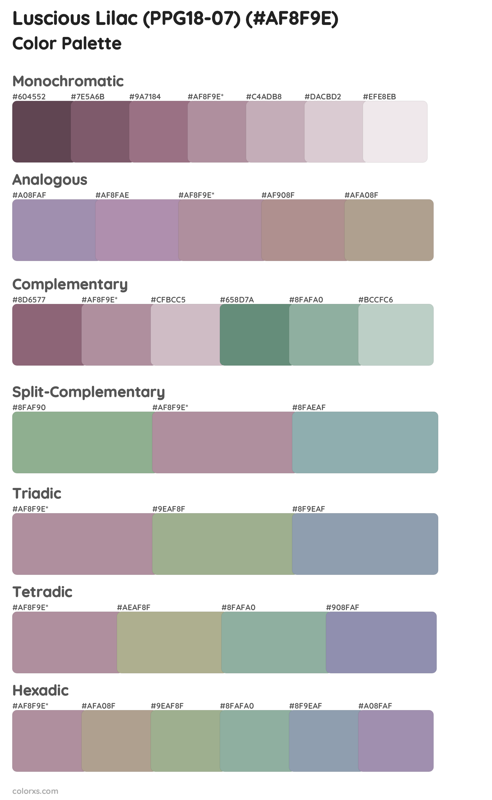 Luscious Lilac (PPG18-07) Color Scheme Palettes