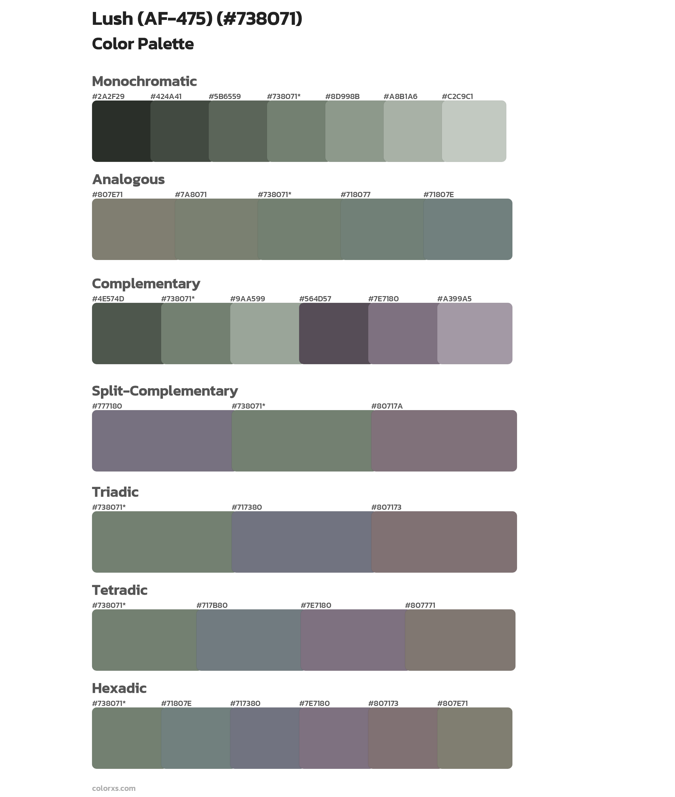 Lush (AF-475) Color Scheme Palettes