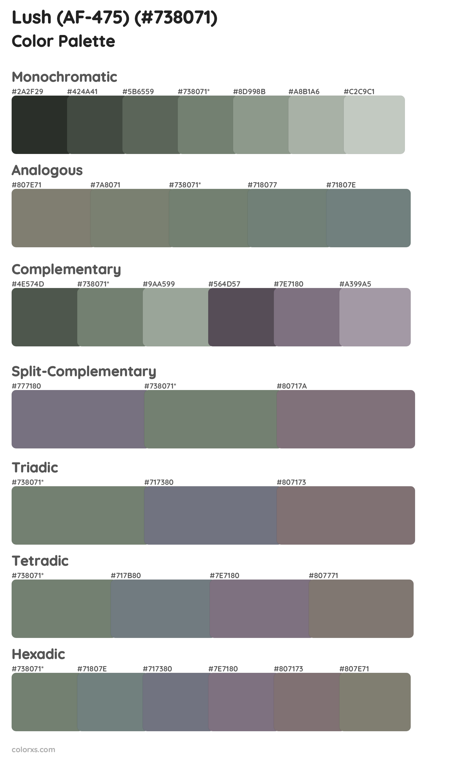 Lush (AF-475) Color Scheme Palettes