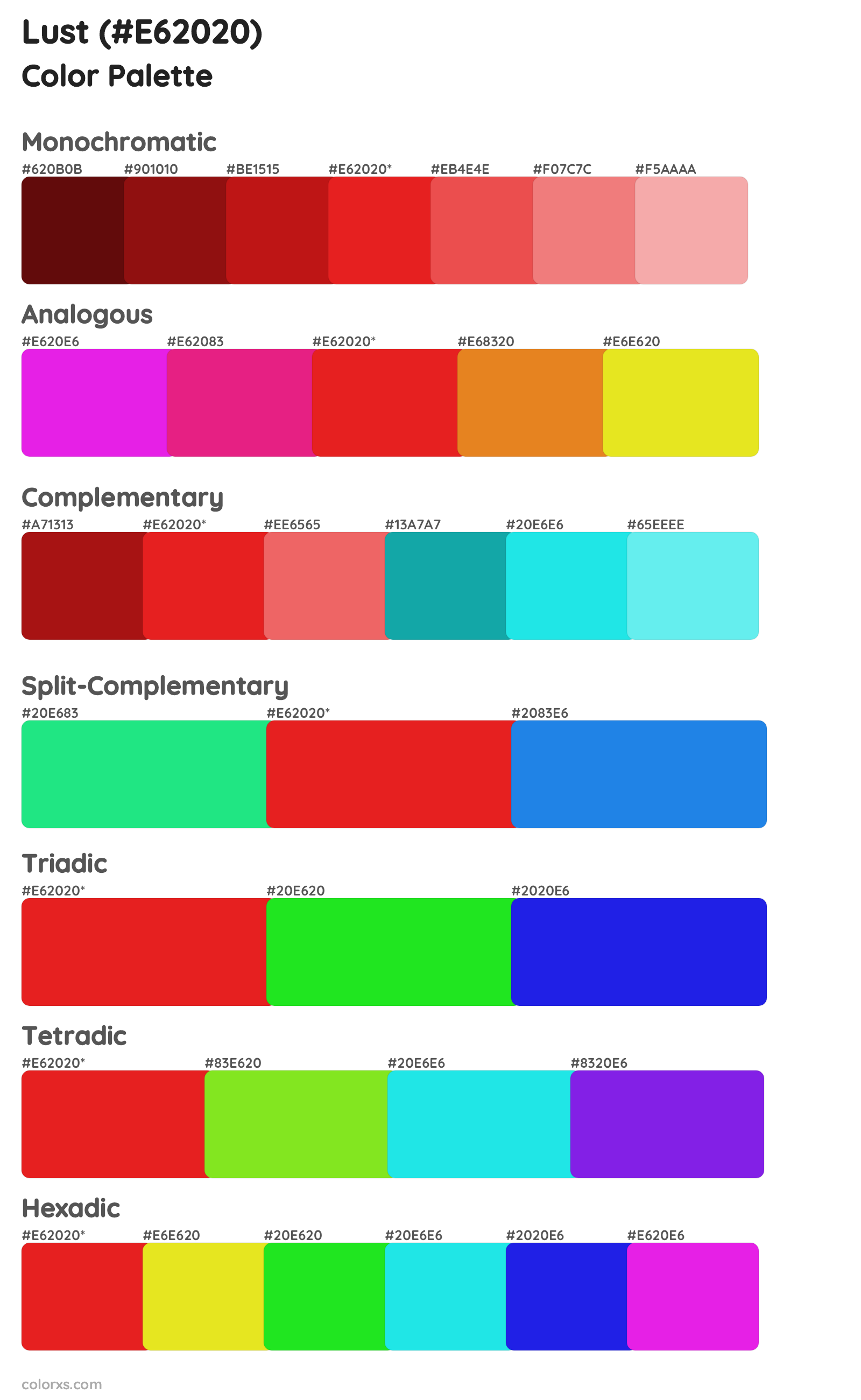 Lust Color Scheme Palettes