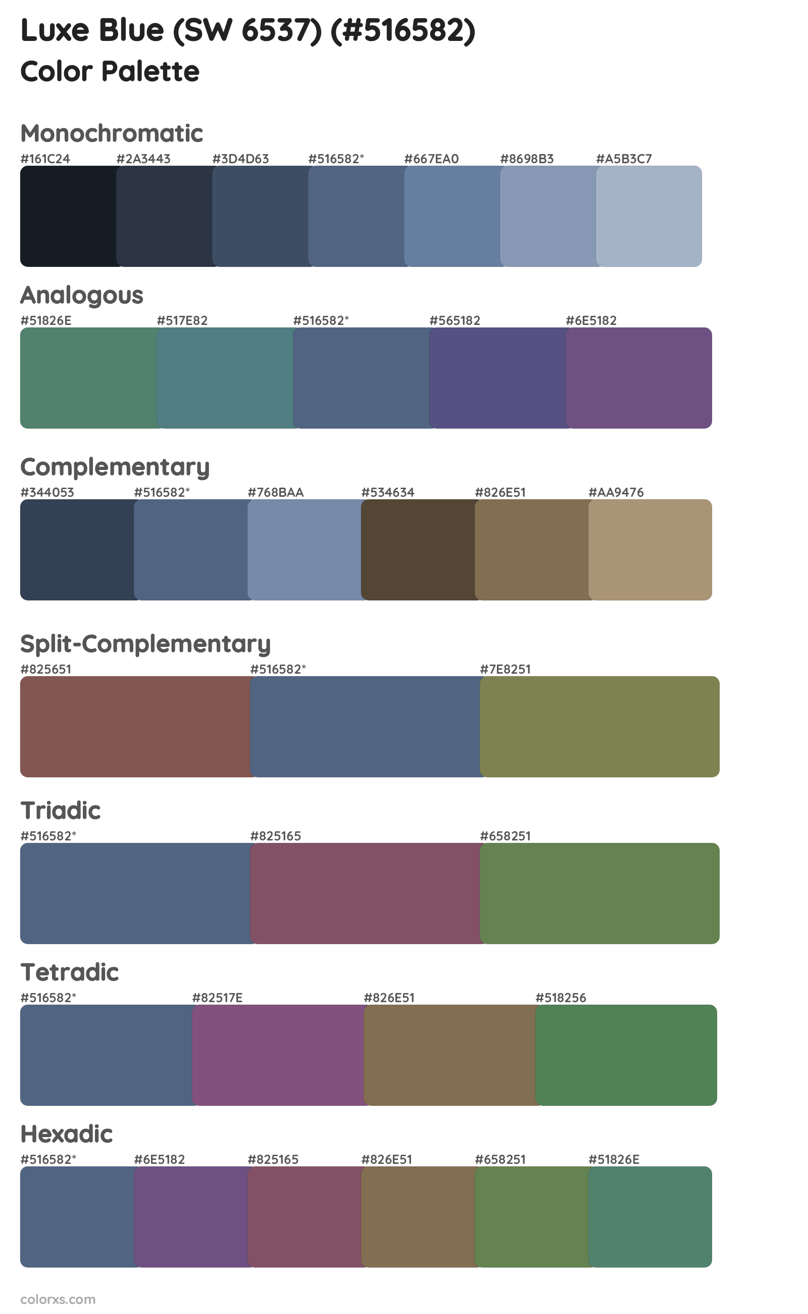 Luxe Blue (SW 6537) Color Scheme Palettes