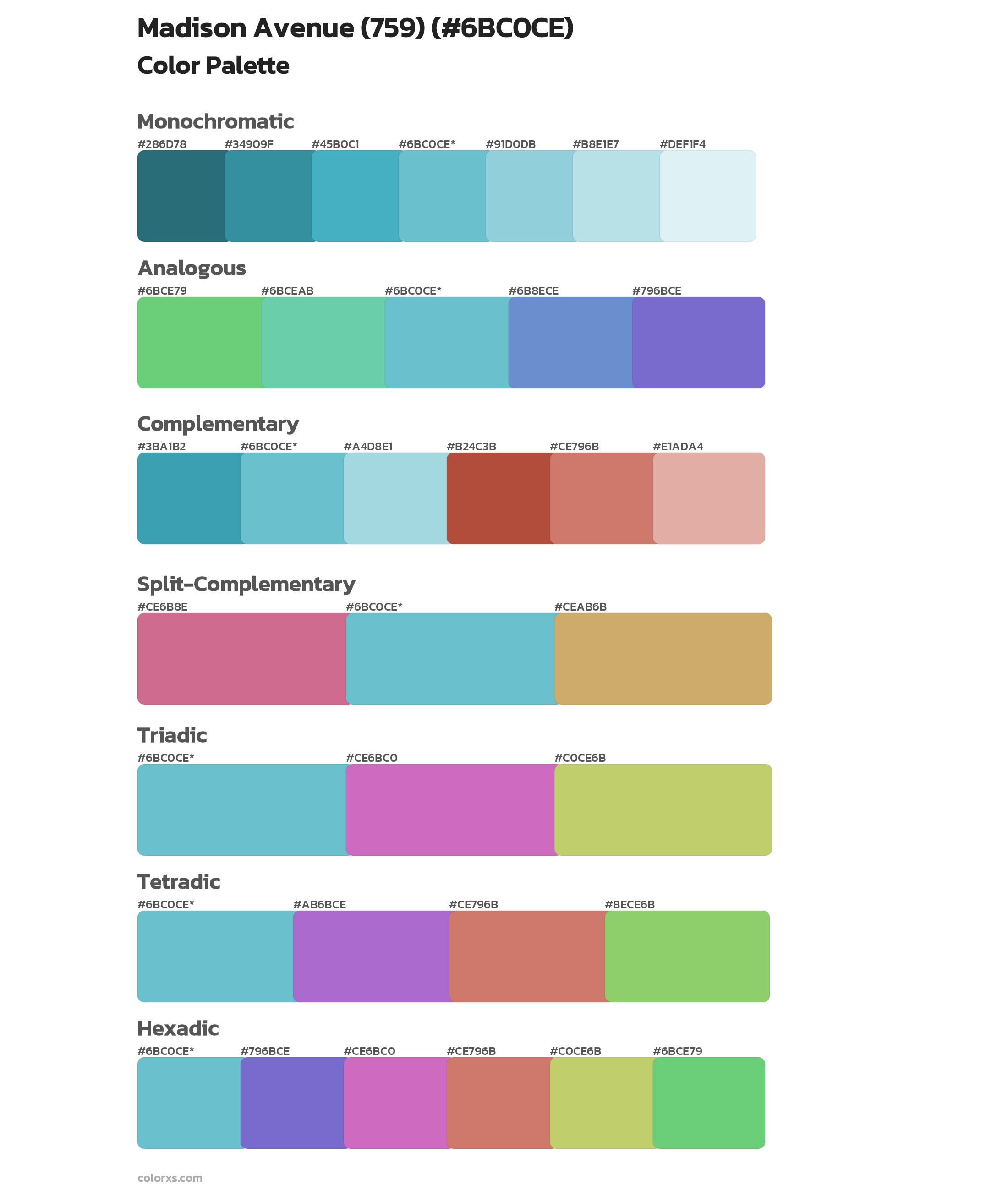 Madison Avenue (759) Color Scheme Palettes