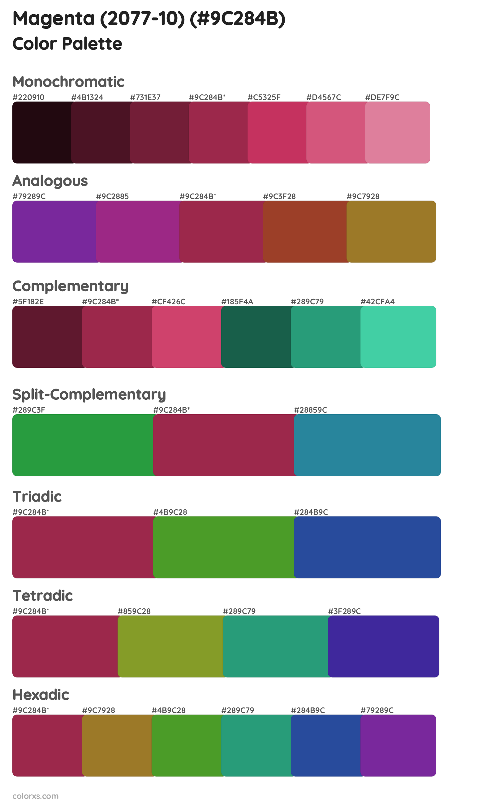 Magenta (2077-10) Color Scheme Palettes