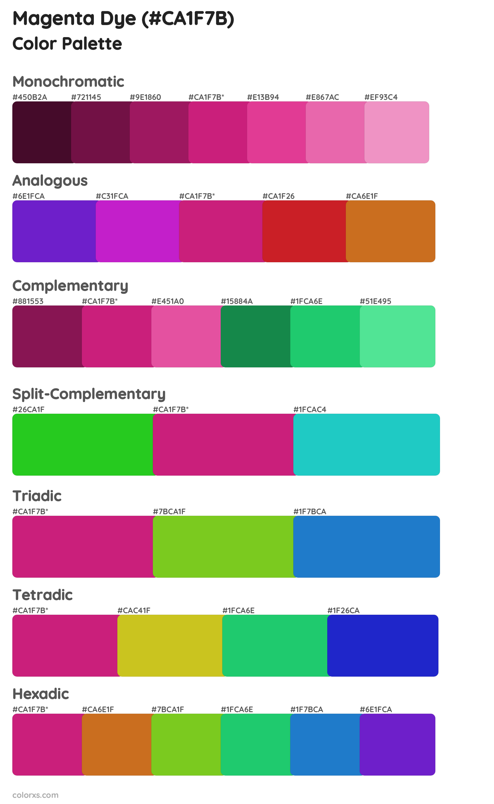 Magenta Dye Color Scheme Palettes