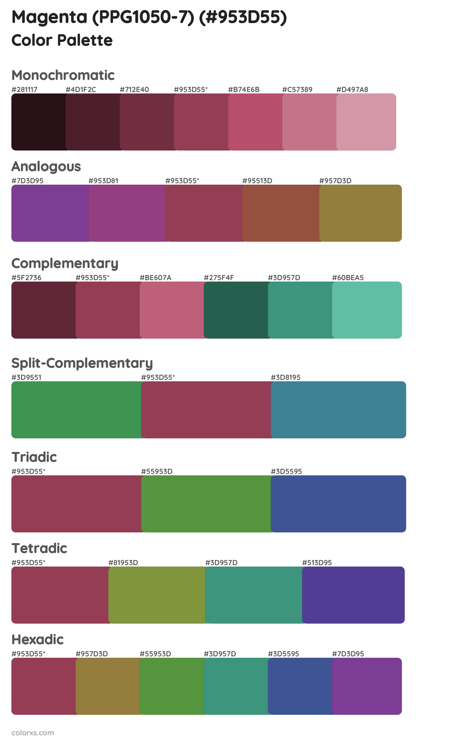 Magenta (PPG1050-7) Color Scheme Palettes
