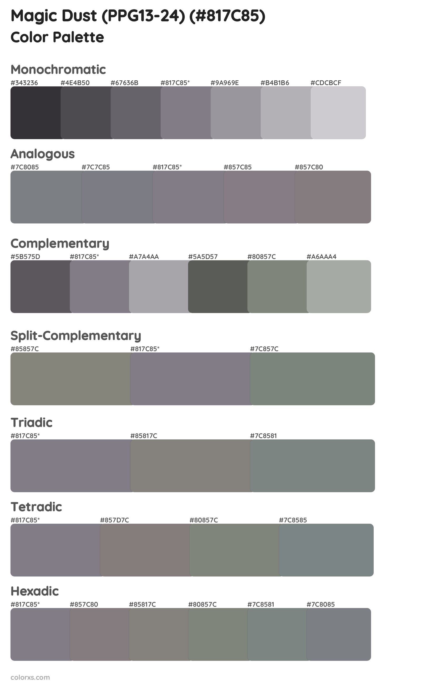 Magic Dust (PPG13-24) Color Scheme Palettes