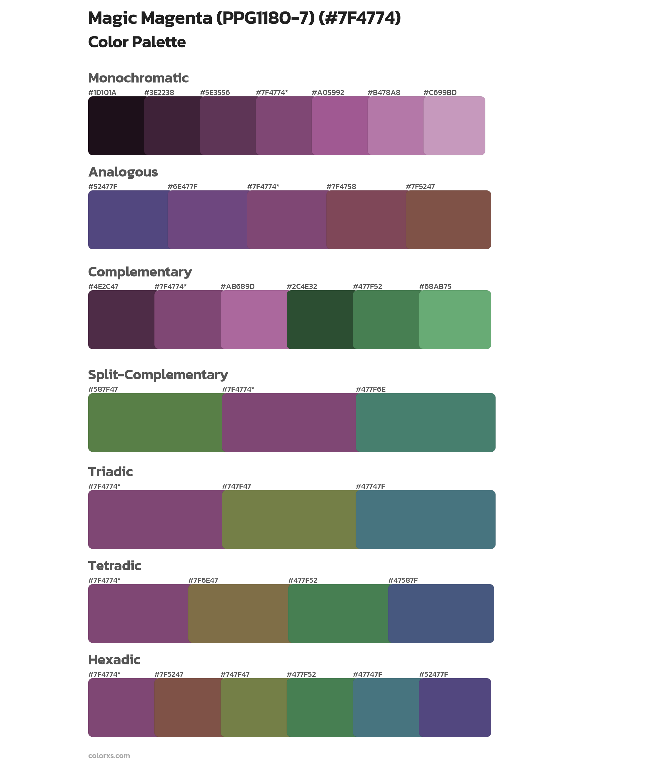 Magic Magenta (PPG1180-7) Color Scheme Palettes