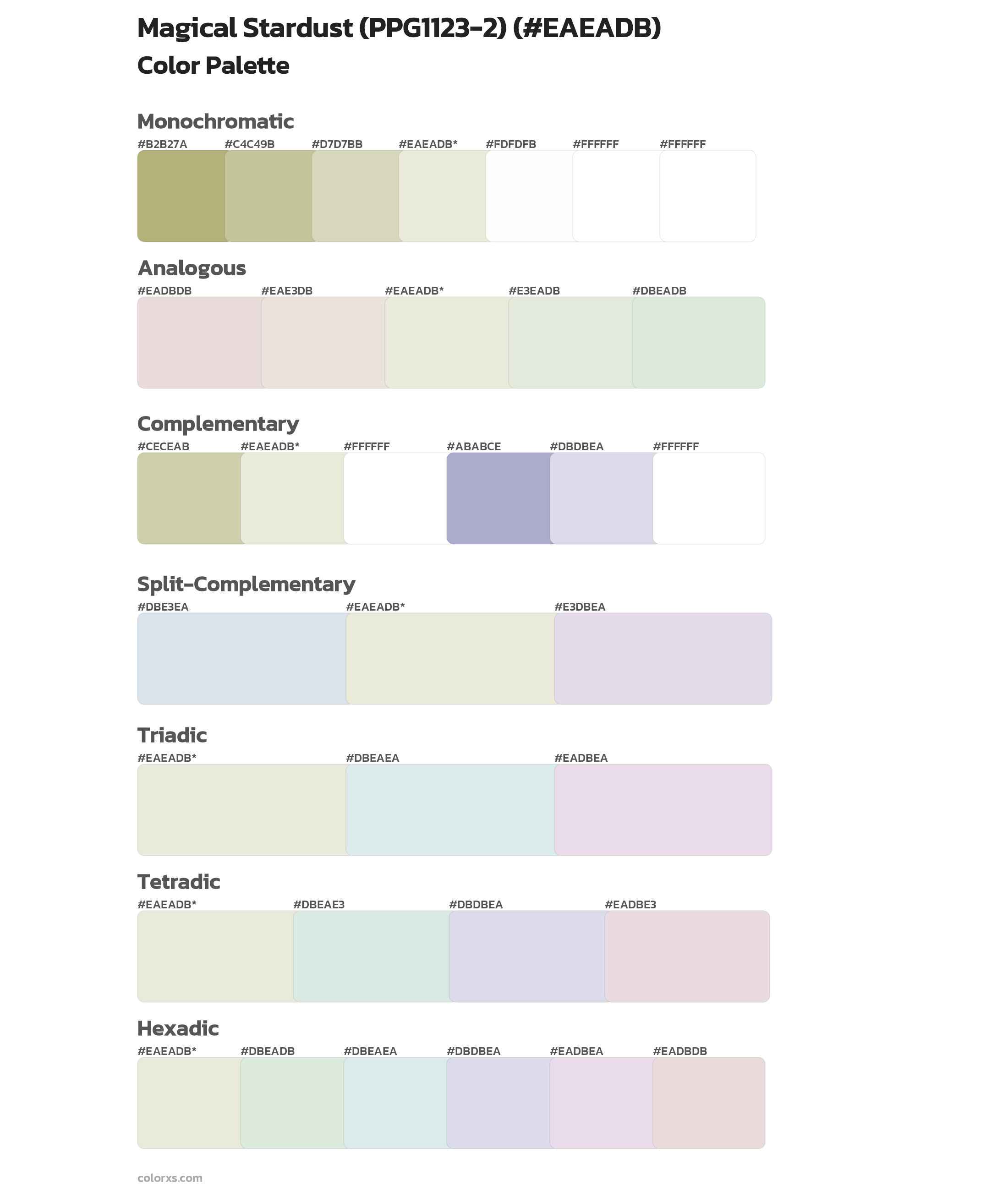 Magical Stardust (PPG1123-2) Color Scheme Palettes