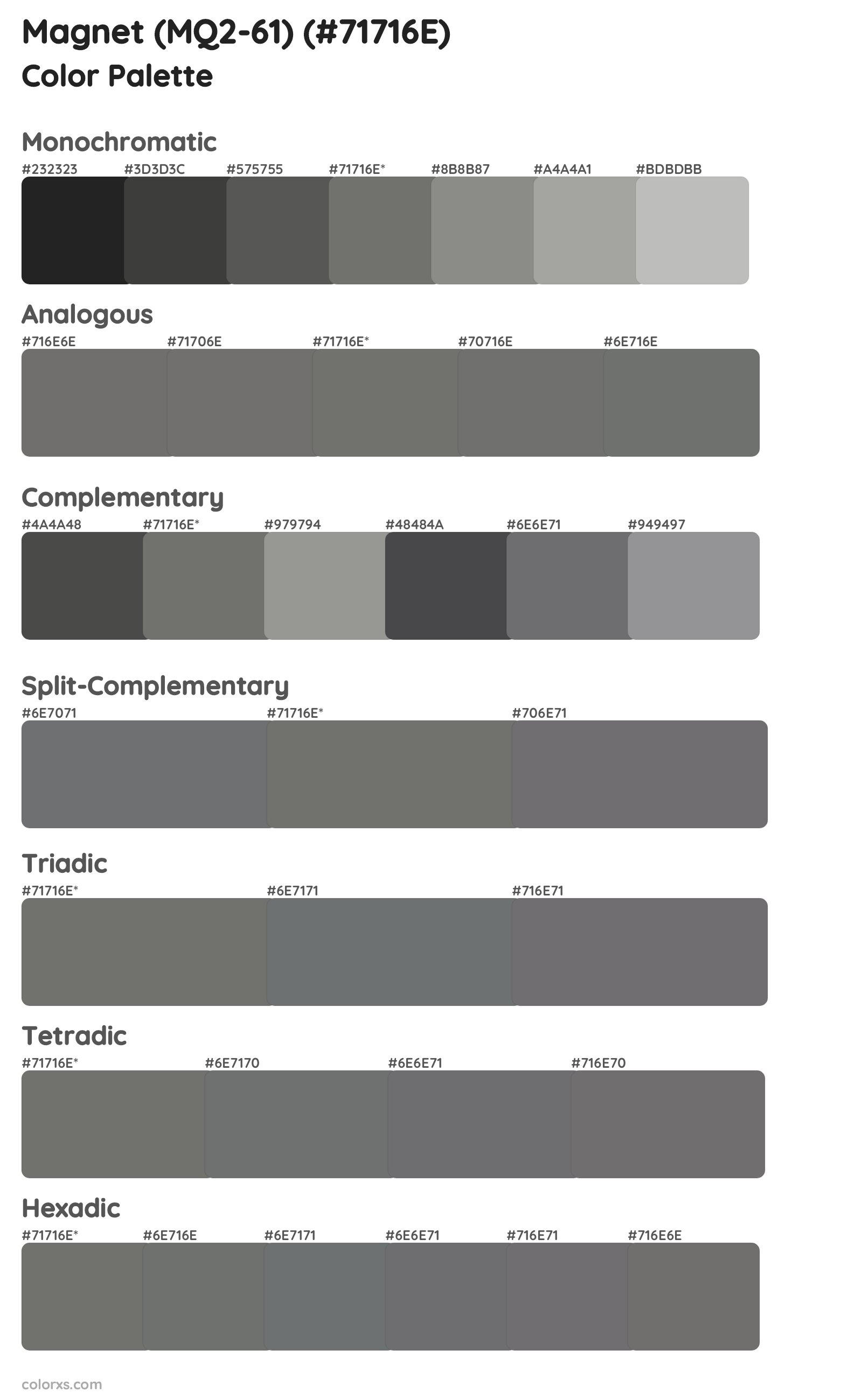 Magnet (MQ2-61) Color Scheme Palettes