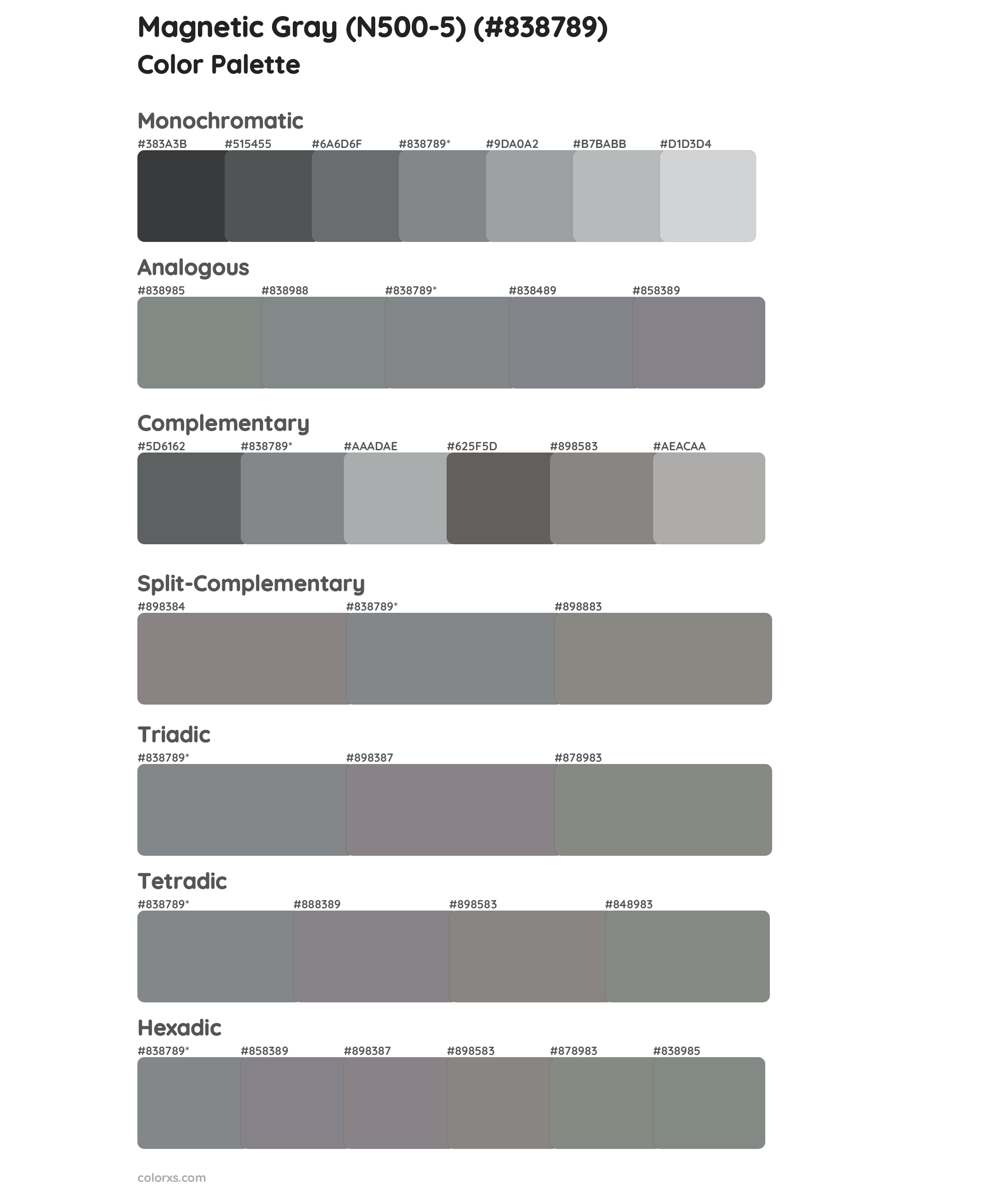 Magnetic Gray (N500-5) Color Scheme Palettes