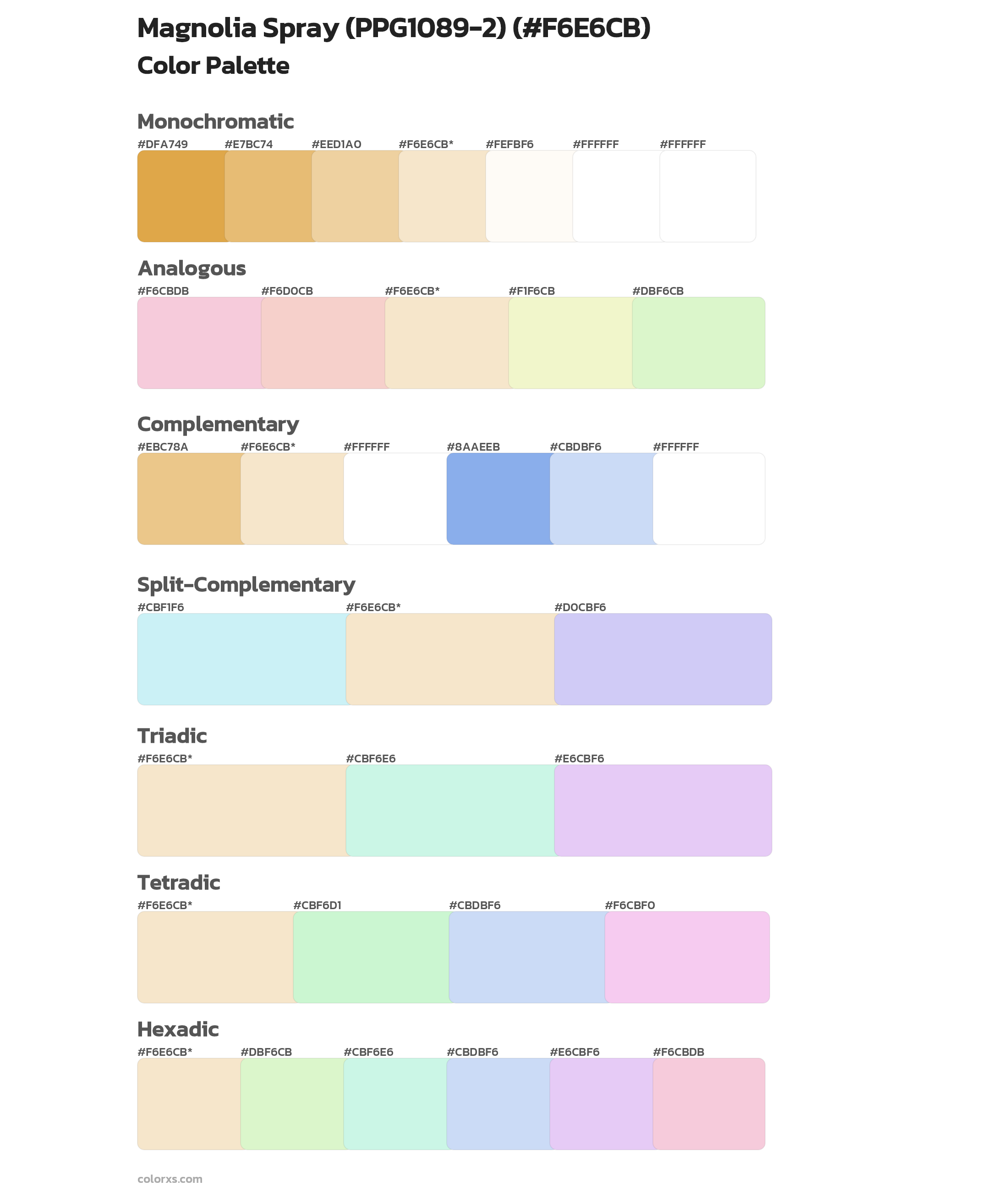 Magnolia Spray (PPG1089-2) Color Scheme Palettes