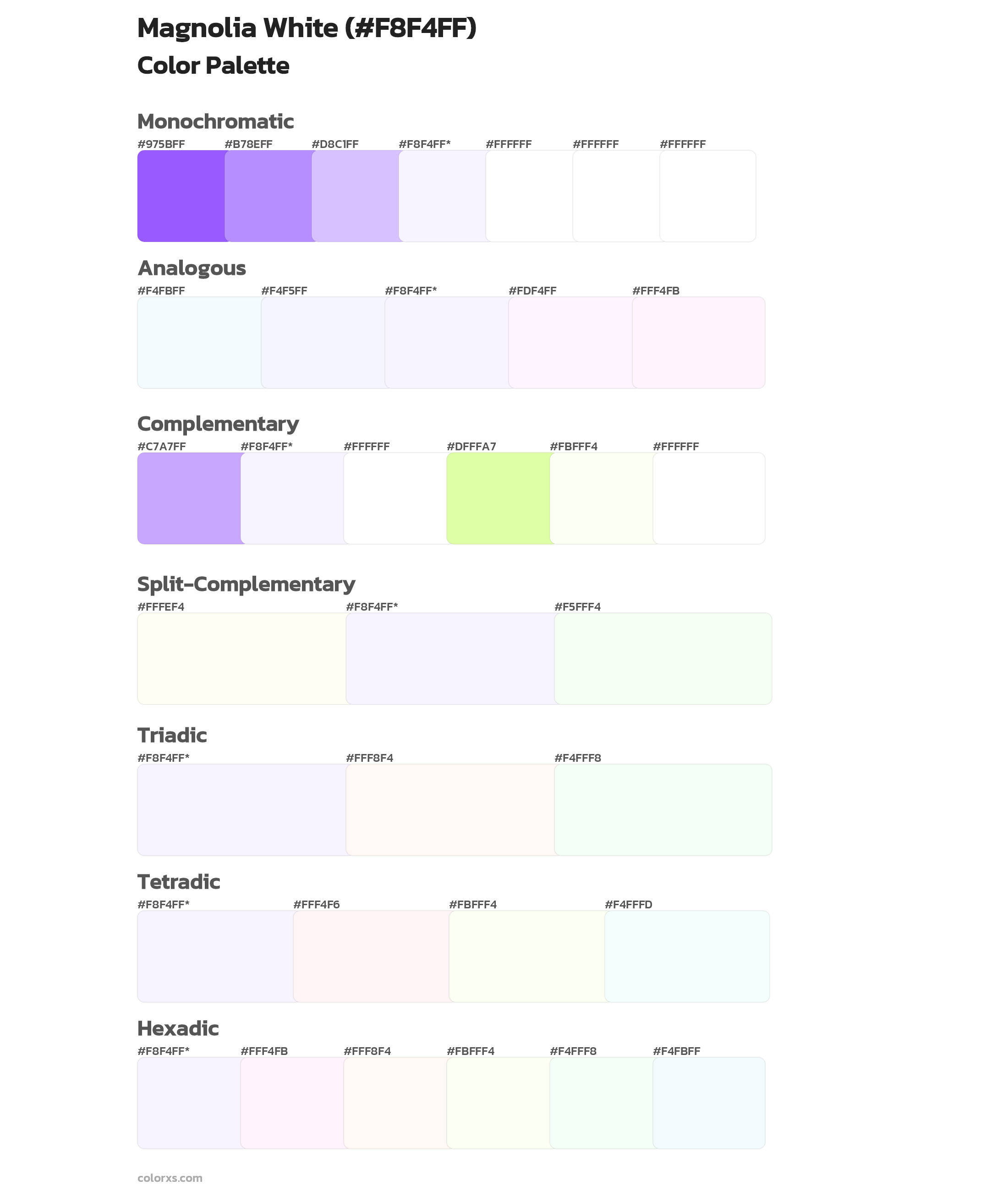 Magnolia White Color Scheme Palettes