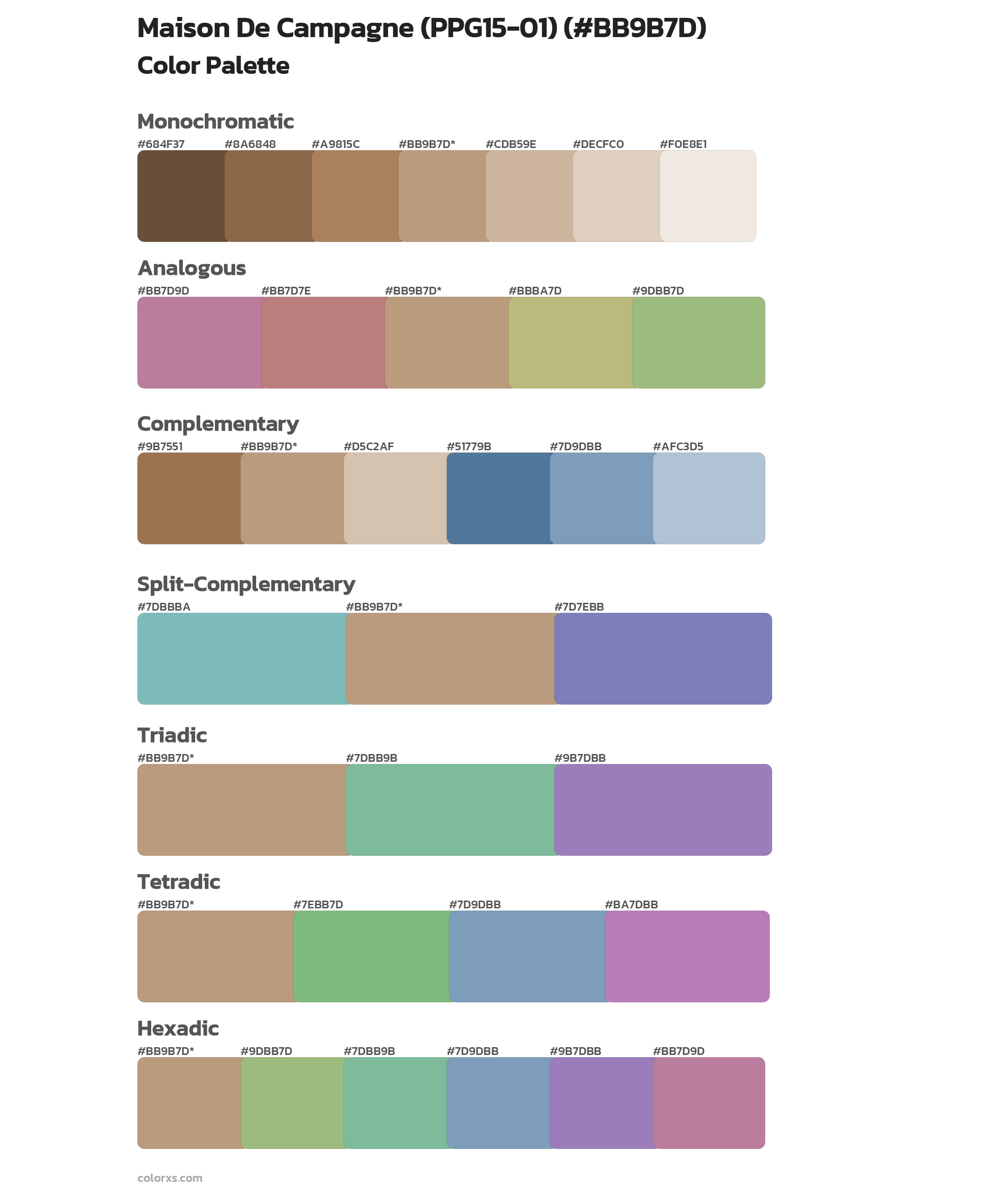 Maison De Campagne (PPG15-01) Color Scheme Palettes