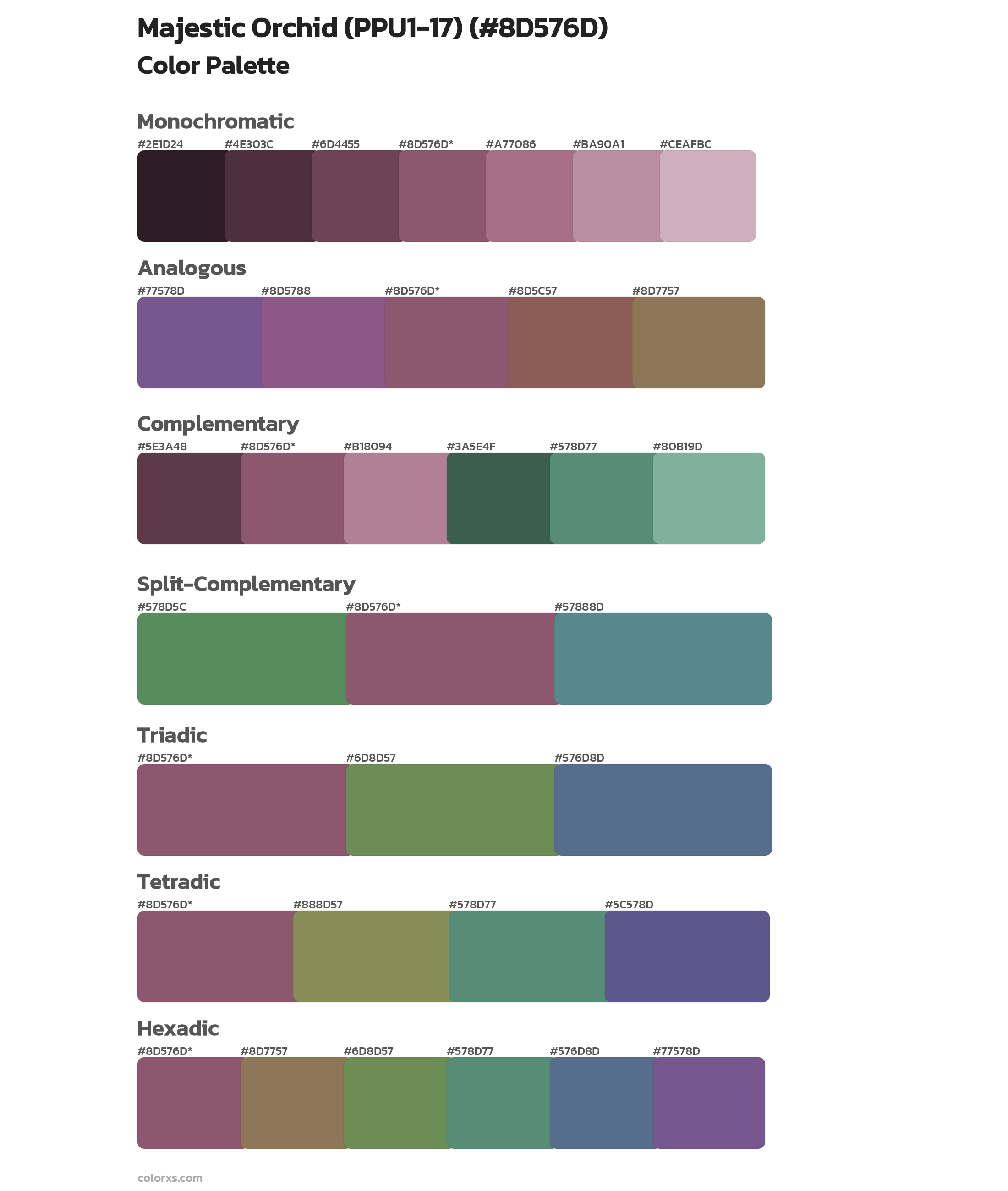 Majestic Orchid (PPU1-17) Color Scheme Palettes